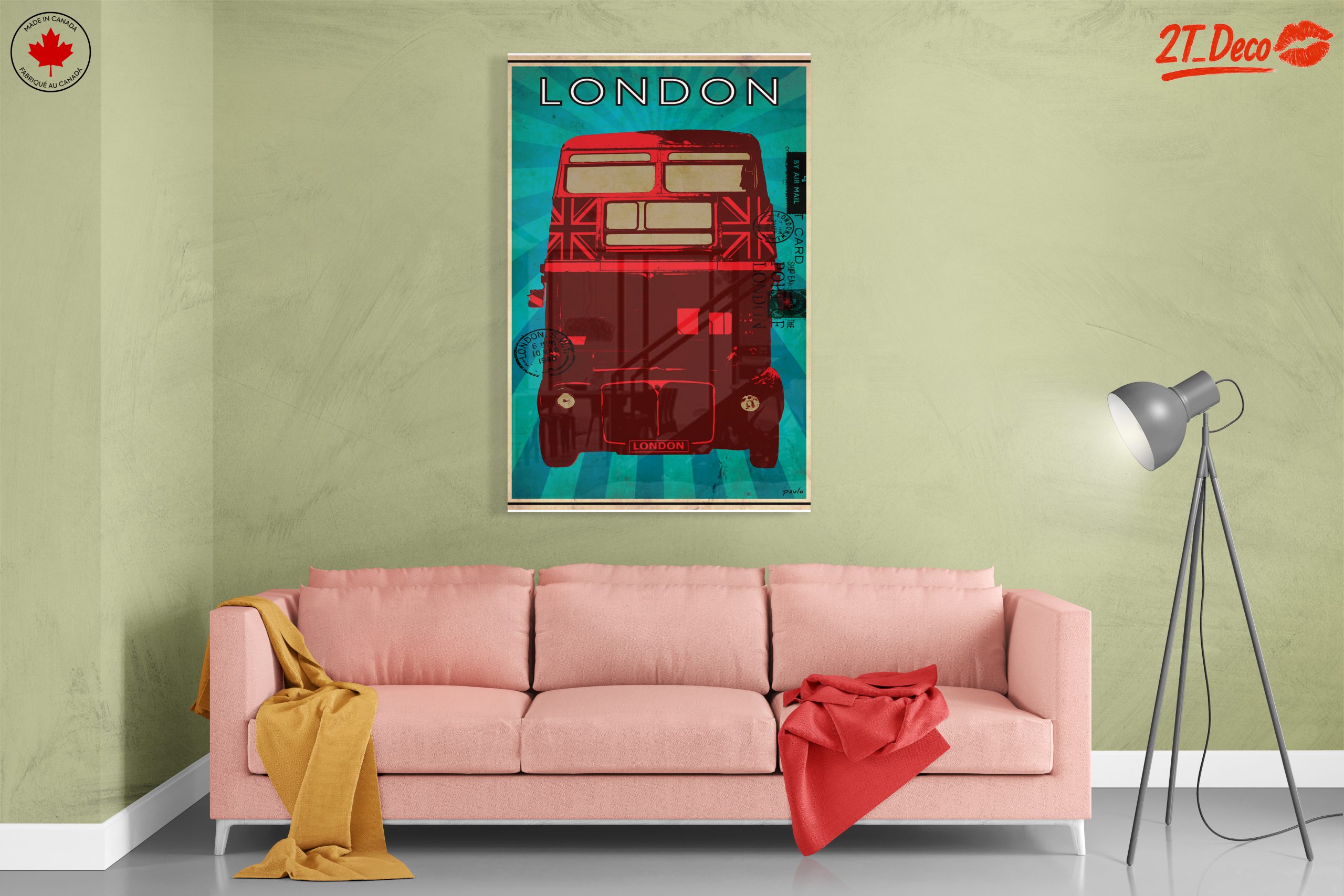 Stylized London Bus Art with Union Jack - Image 7