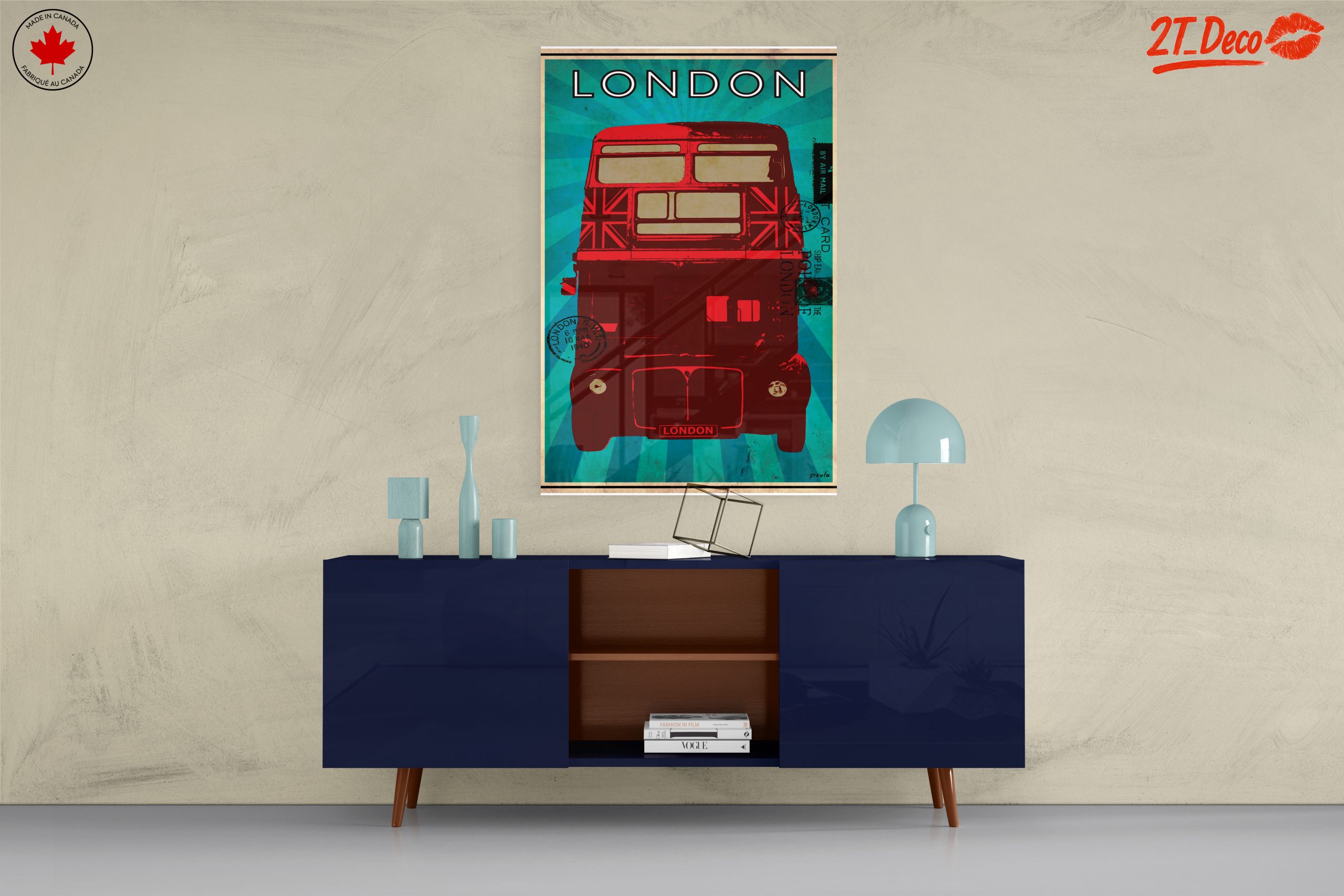 Stylized London Bus Art with Union Jack - Image 8