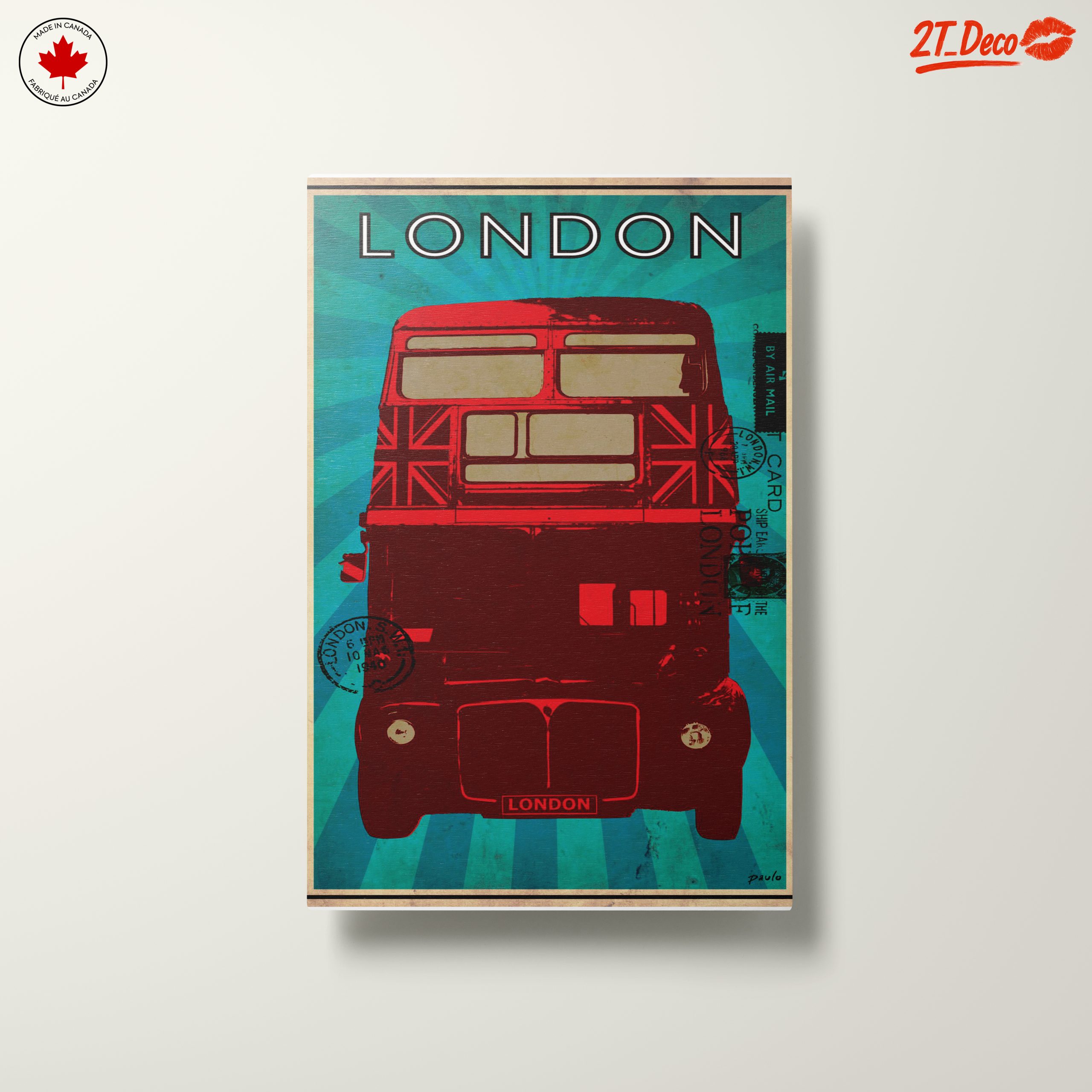 Stylized London Bus Art with Union Jack - Image 10