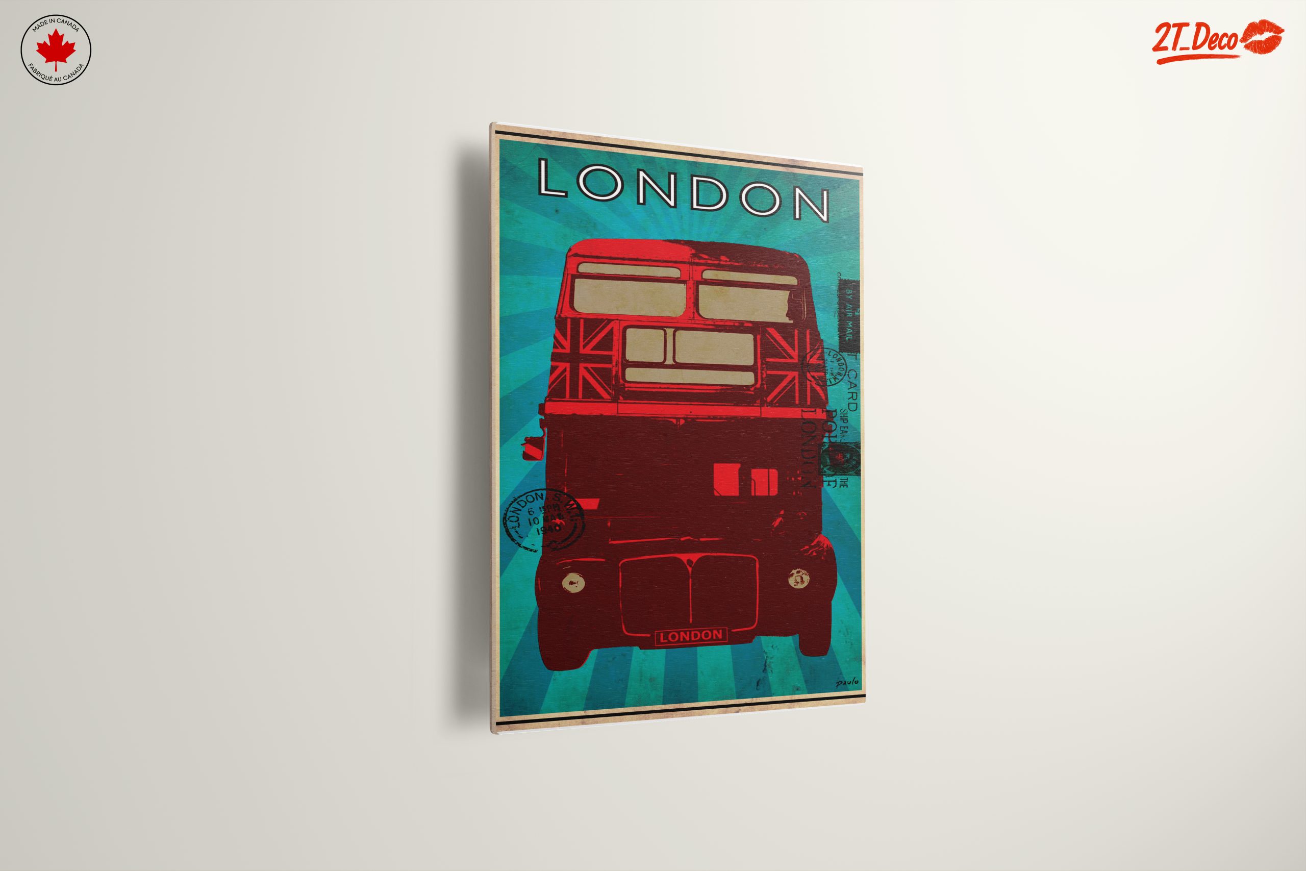 Stylized London Bus Art with Union Jack - Image 13