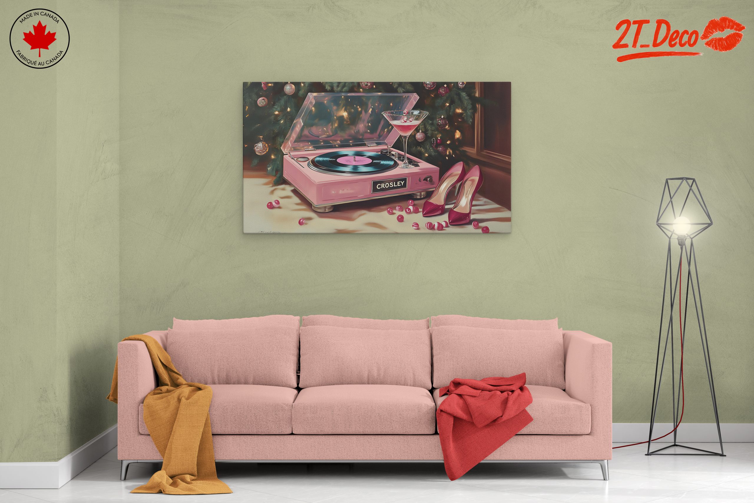 Elegant Pink Record Player and Cocktail - Image 2