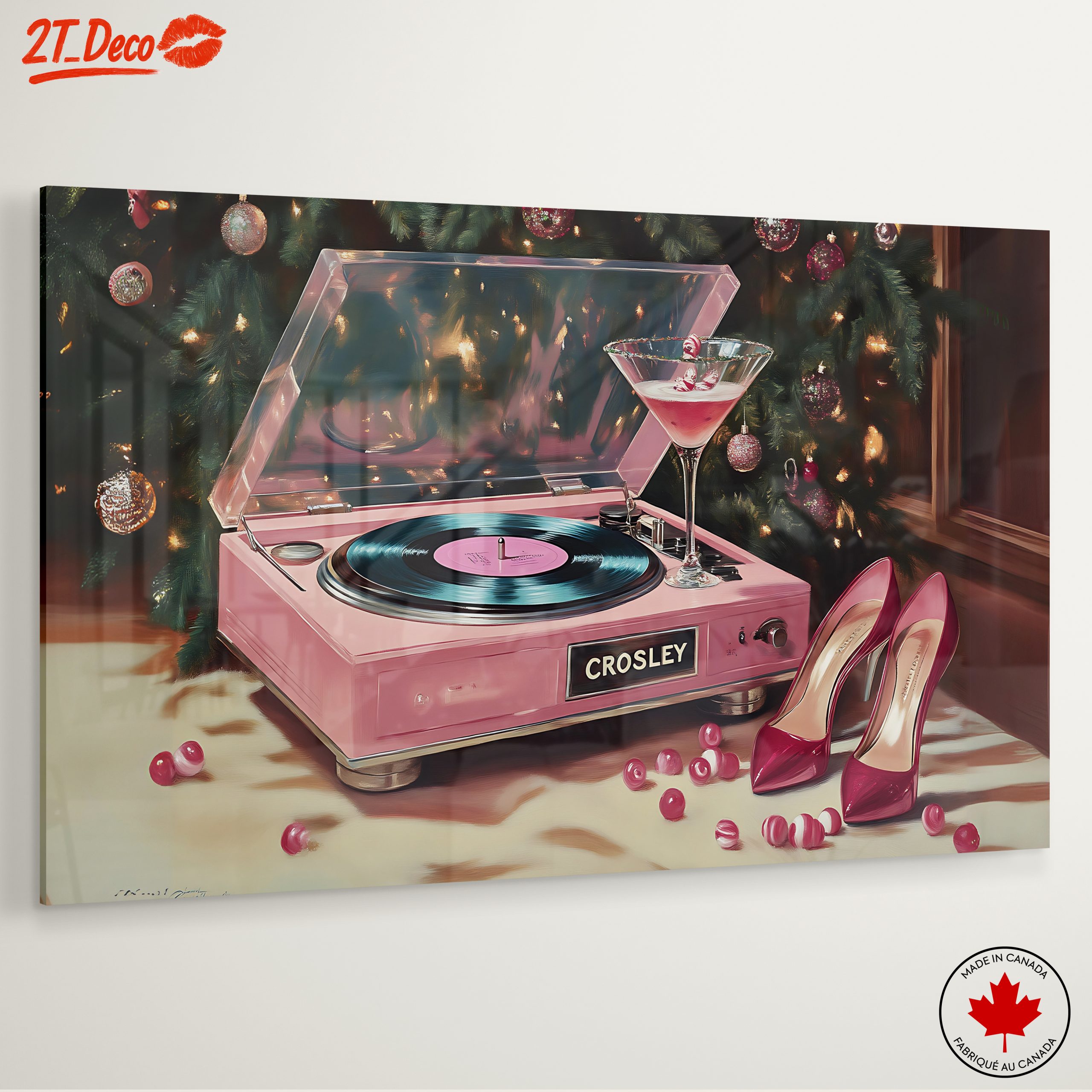 Elegant Pink Record Player and Cocktail - Image 6