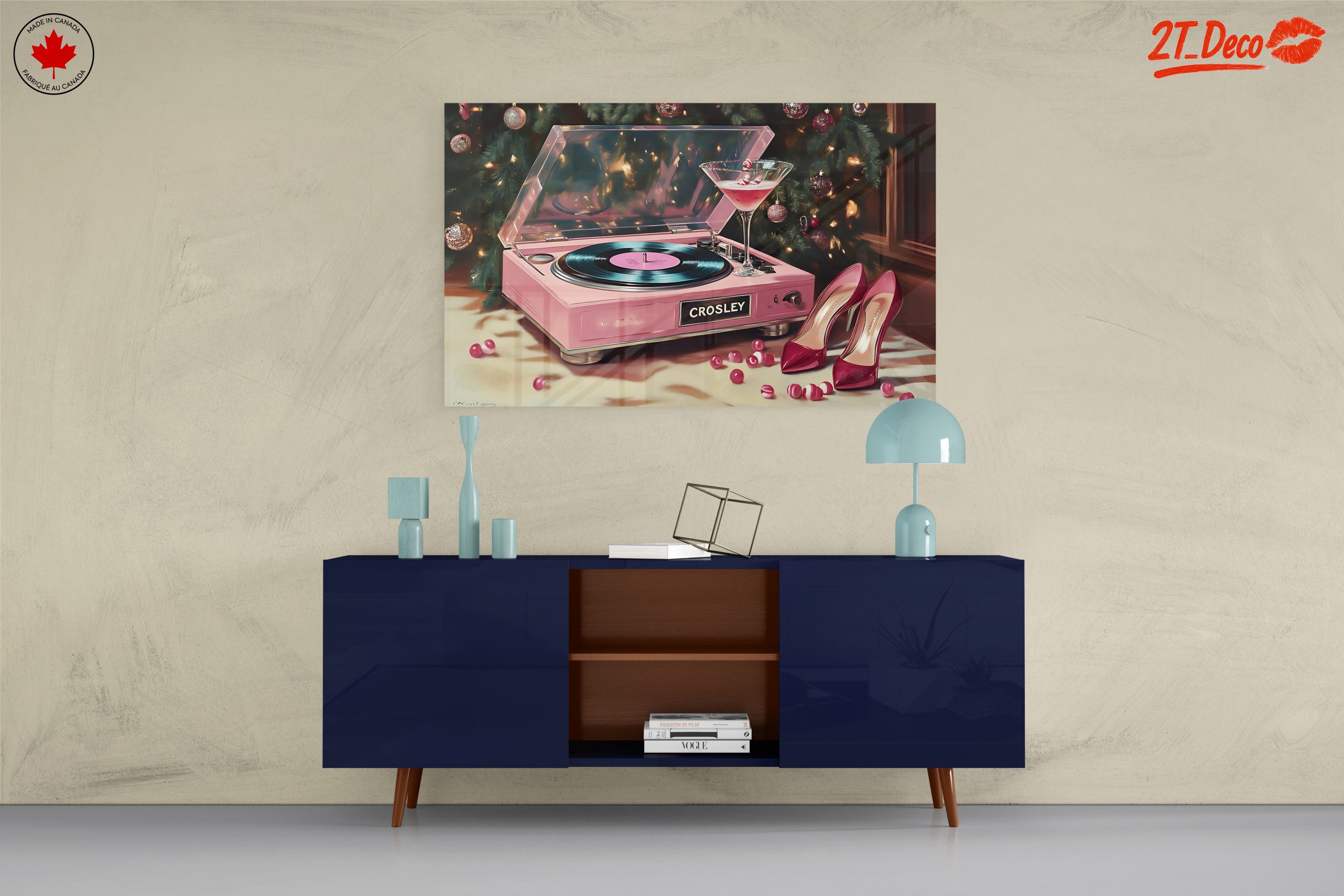 Elegant Pink Record Player and Cocktail - Image 8