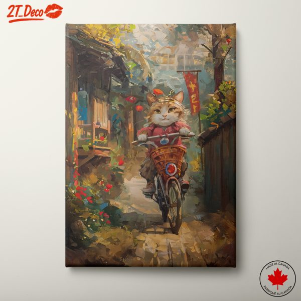 Cute Cat Riding Bicycle Artwork