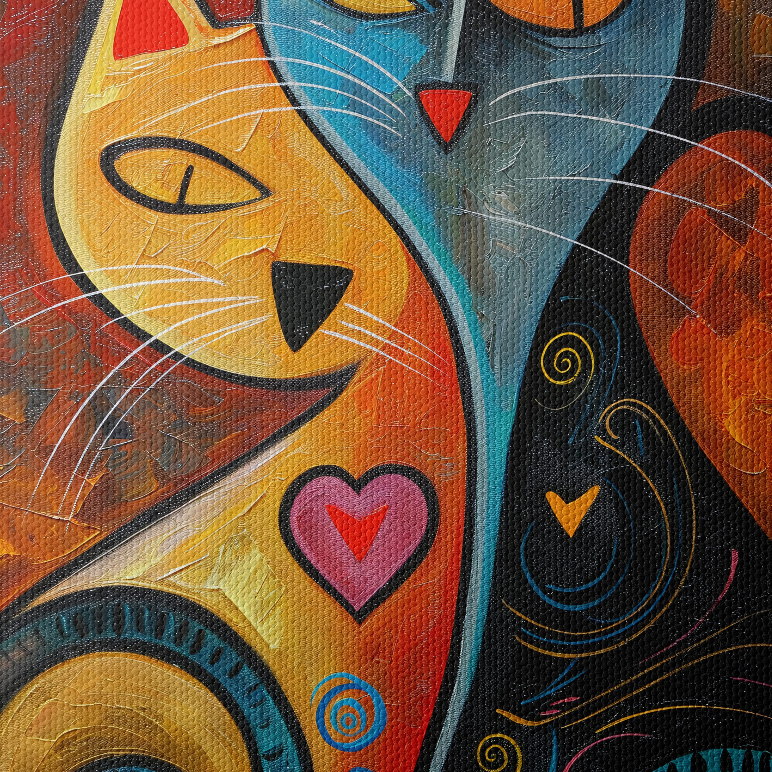 Whimsical Cat Couple with Colorful Patterns - Image 4