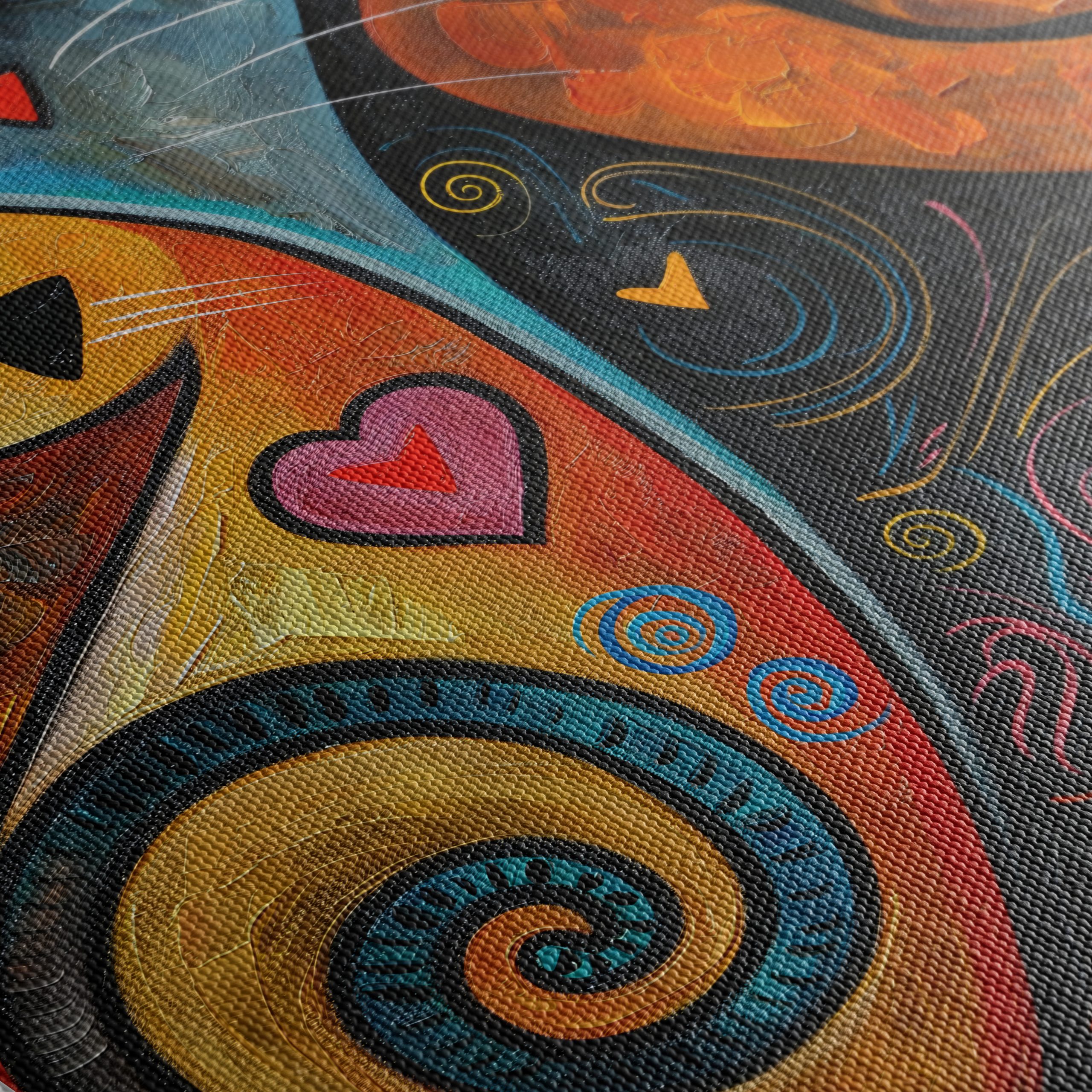 Whimsical Cat Couple with Colorful Patterns - Image 5
