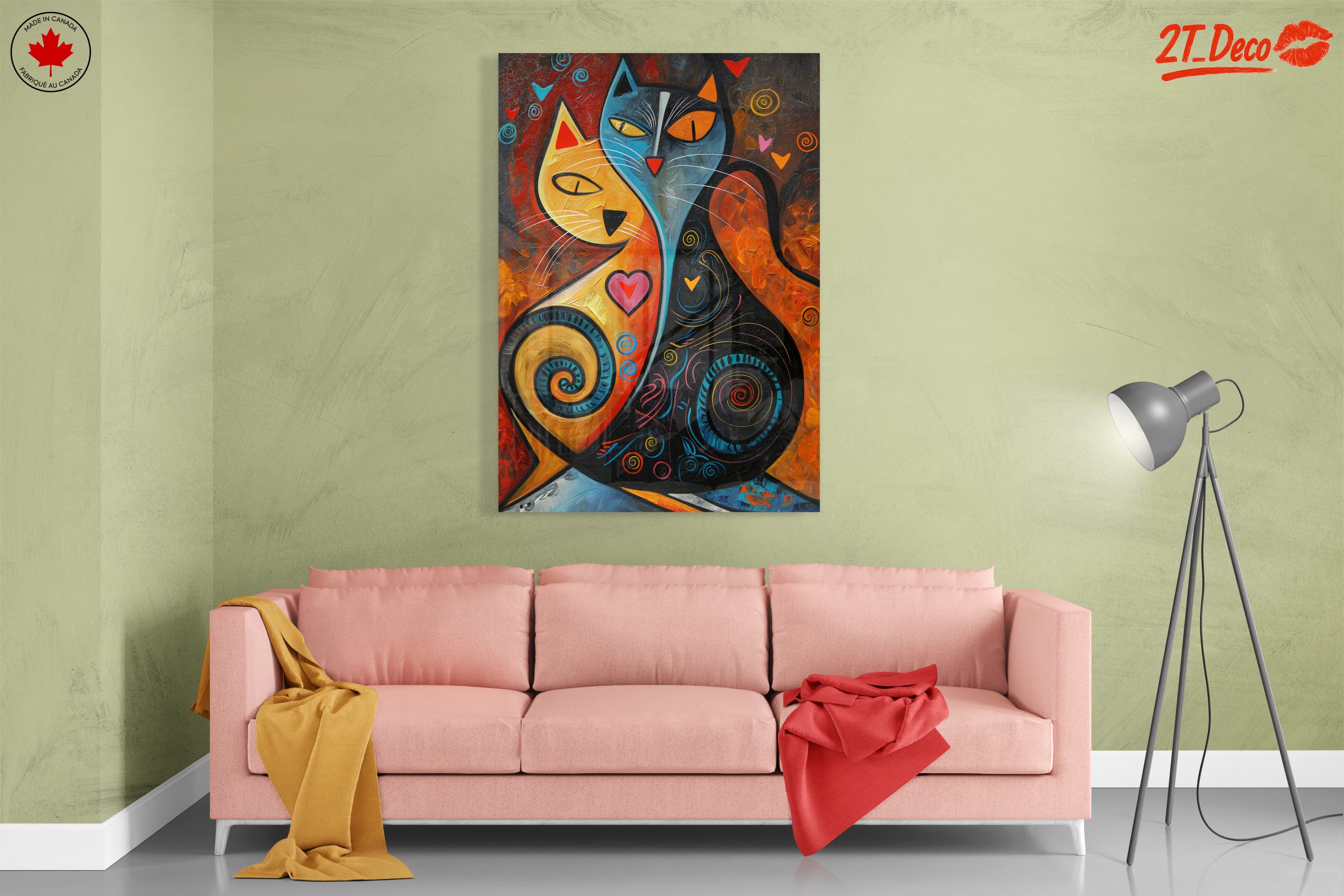 Whimsical Cat Couple with Colorful Patterns - Image 7