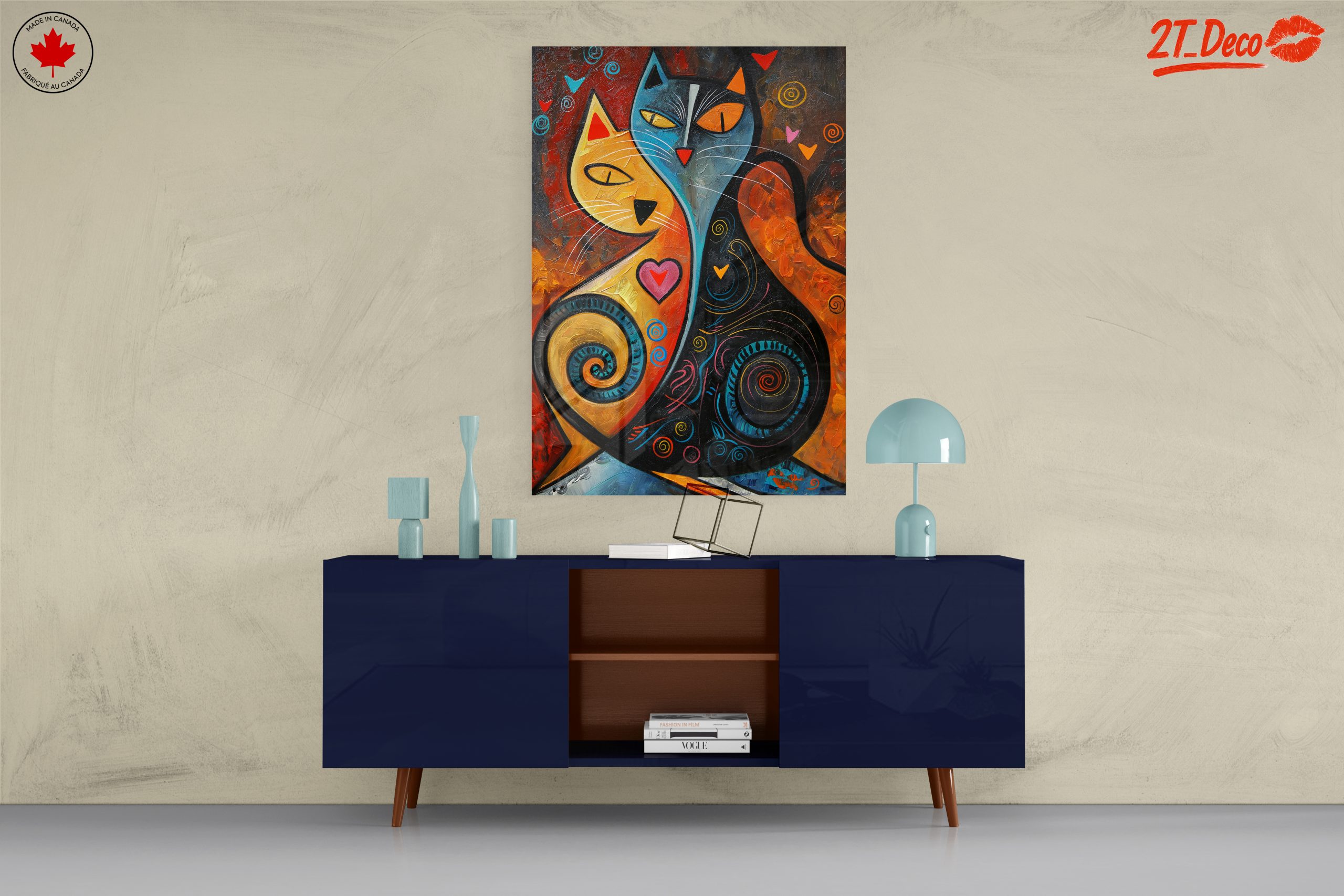Whimsical Cat Couple with Colorful Patterns - Image 8