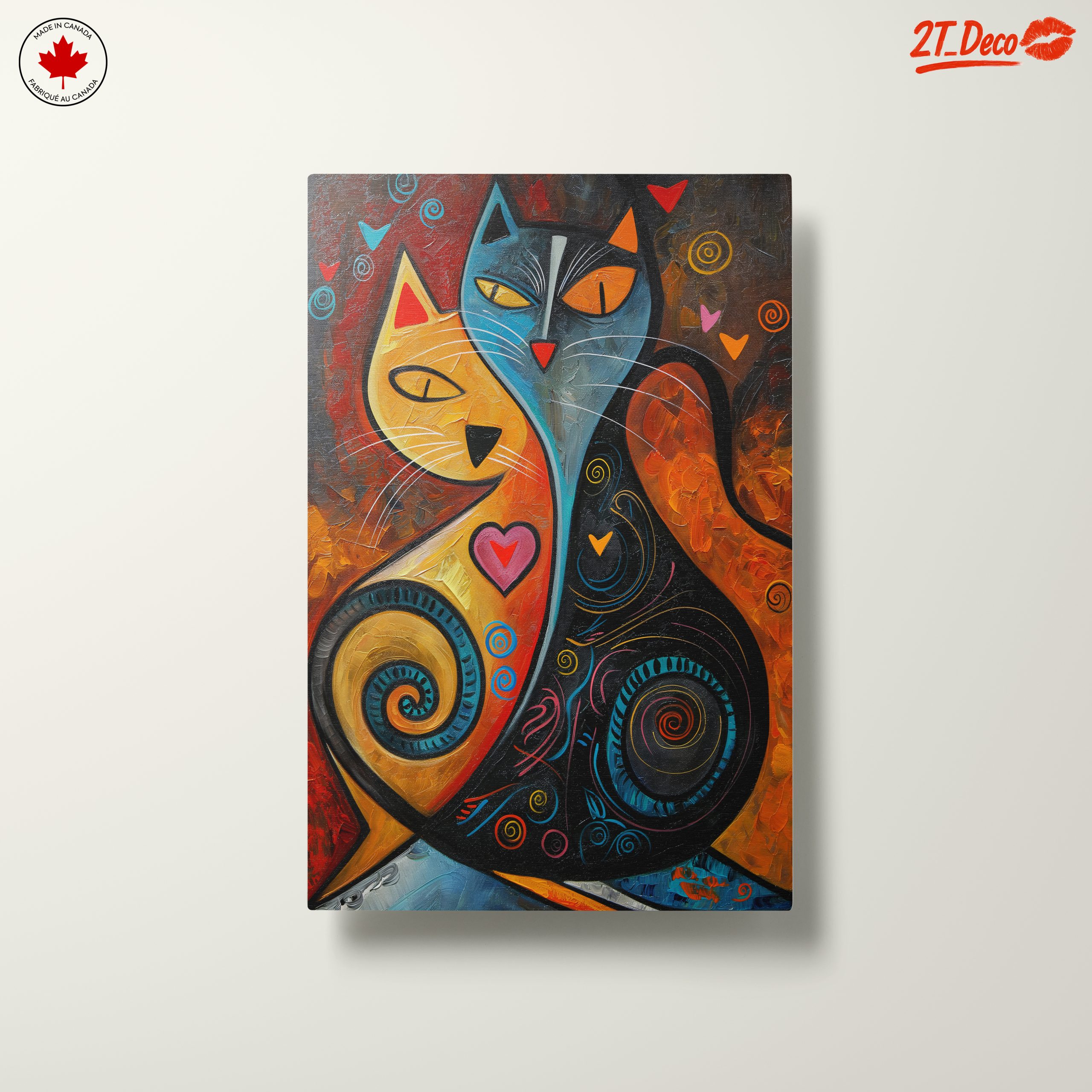 Whimsical Cat Couple with Colorful Patterns - Image 10