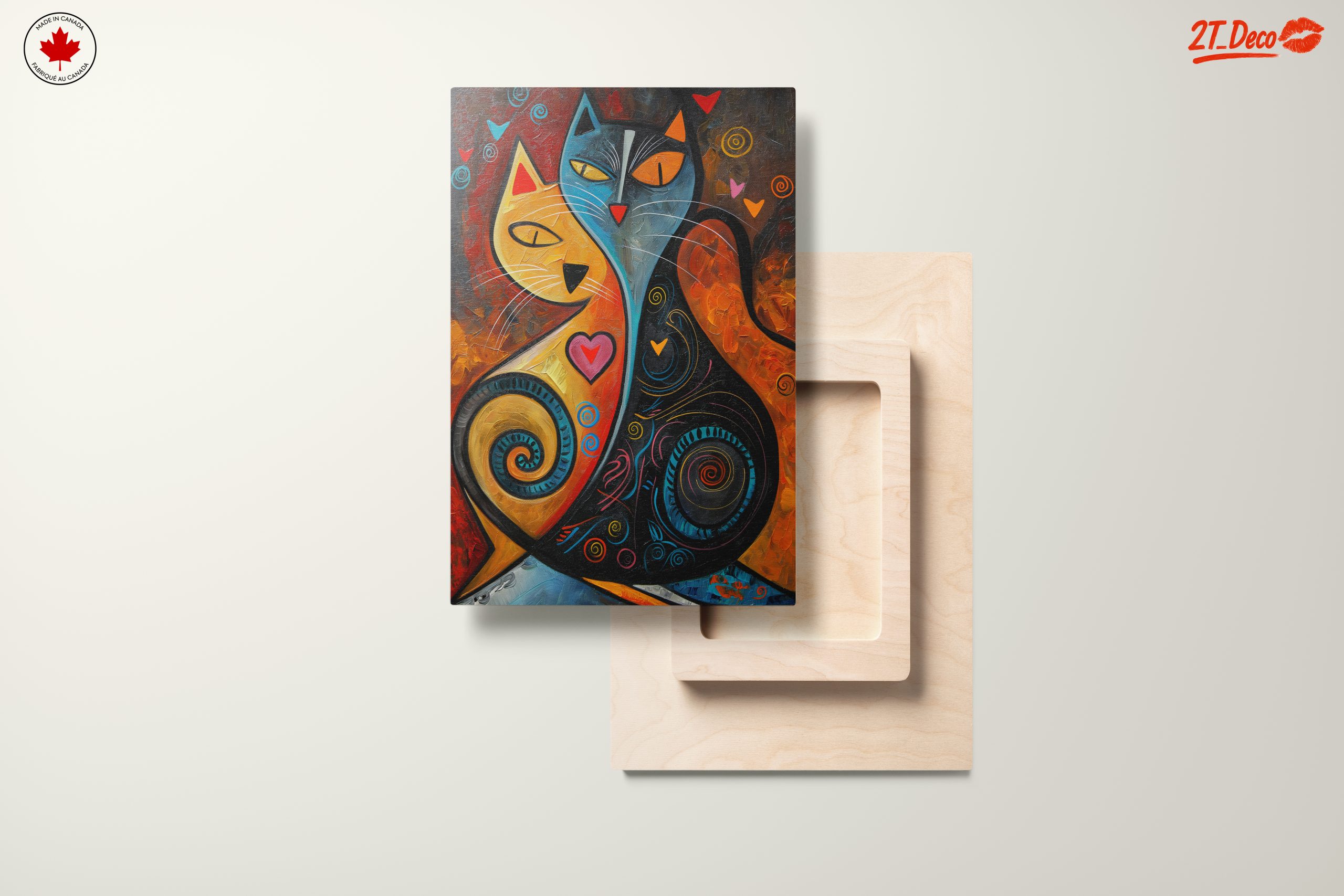 Whimsical Cat Couple with Colorful Patterns - Image 11
