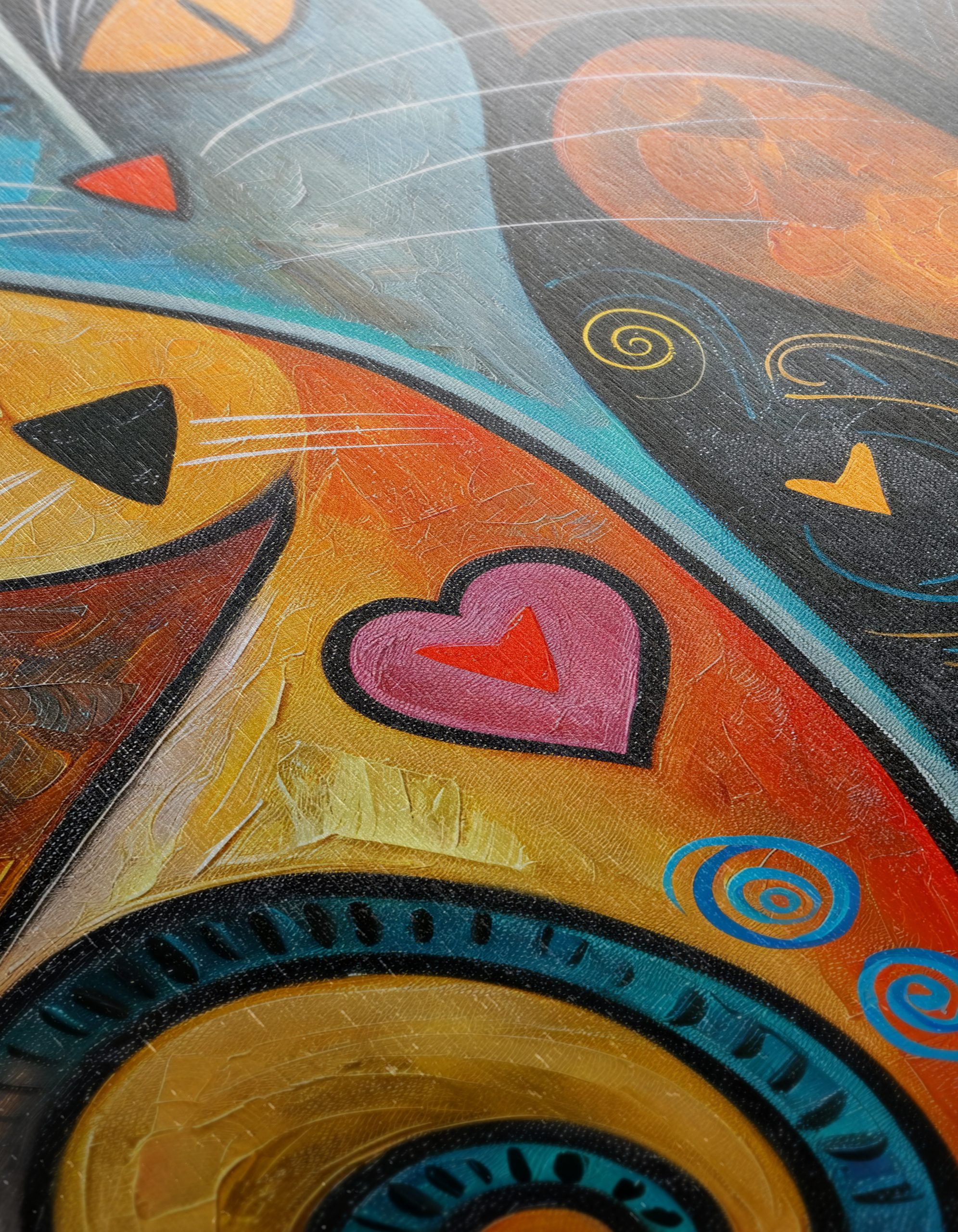 Whimsical Cat Couple with Colorful Patterns - Image 12