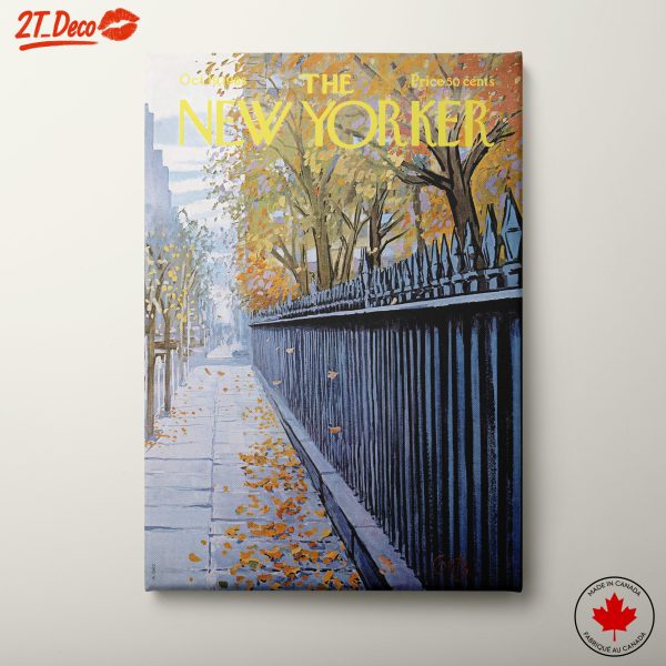 New Yorker Cover with Autumn Leaves