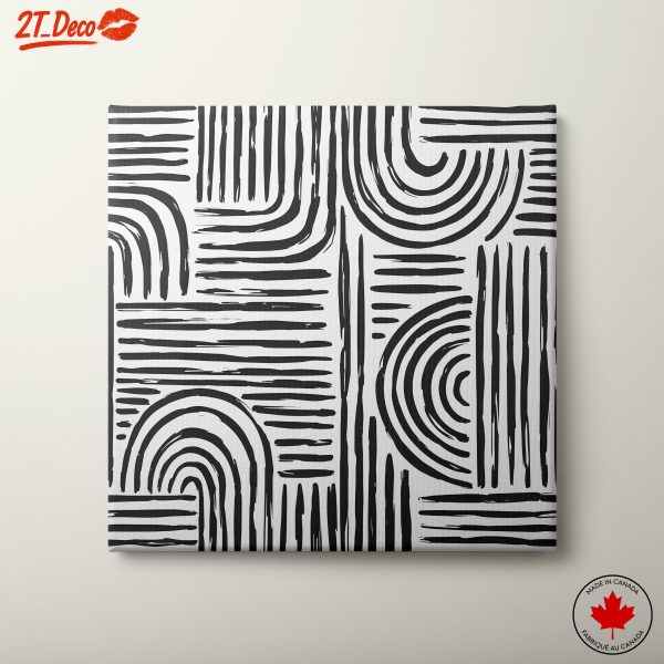 Modern Abstract Black and White Lines Art
