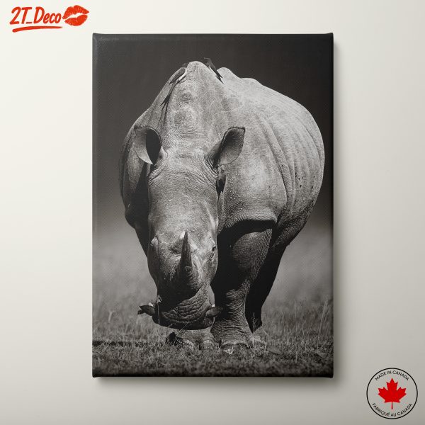 Black And White Portrait Of A Rhinoceros