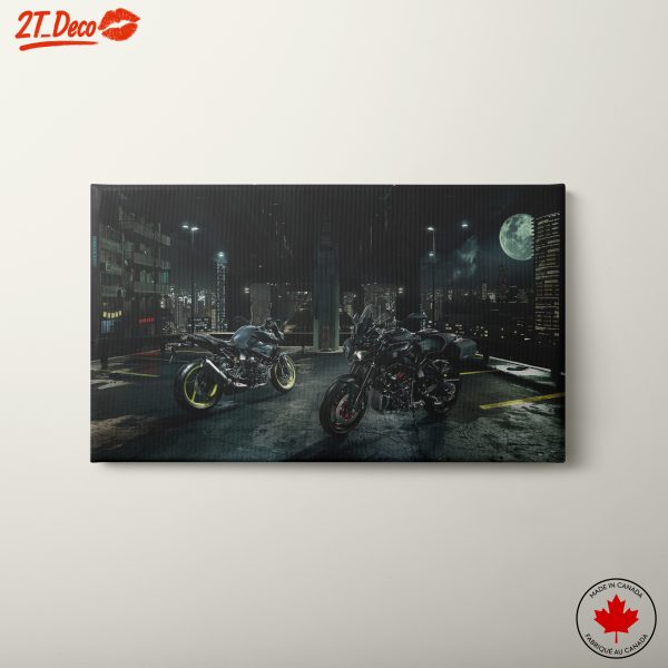 Dramatic Urban Motorcycle Scene at Night