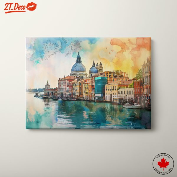 Colorful Venice Cityscape Watercolor