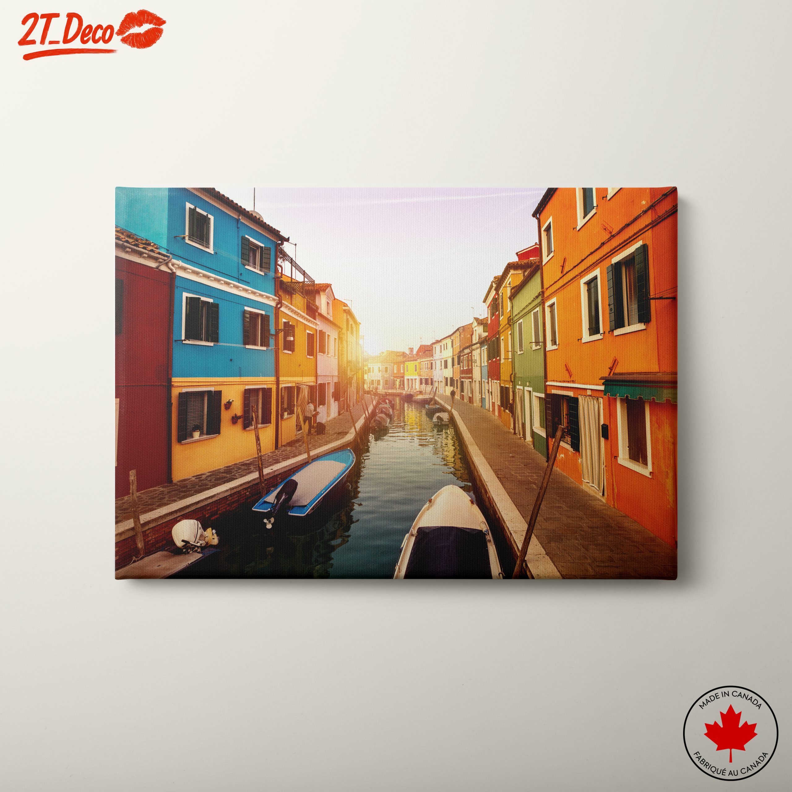 Vibrant Canal Cityscape at Sunset