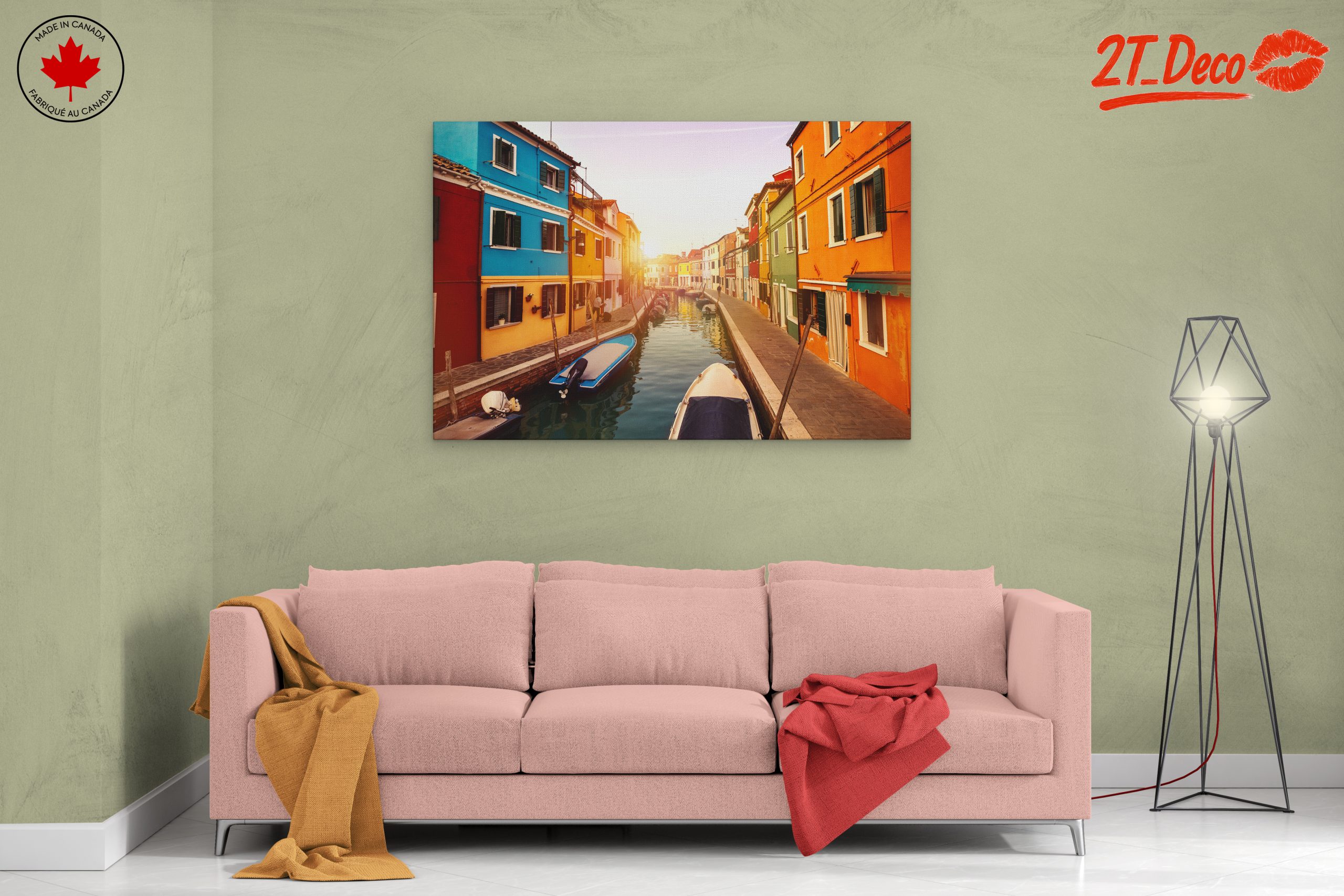 Vibrant Canal Cityscape at Sunset - Image 2