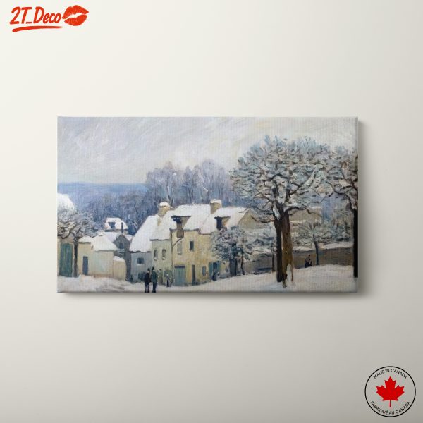 Winter Village Scene in Snow