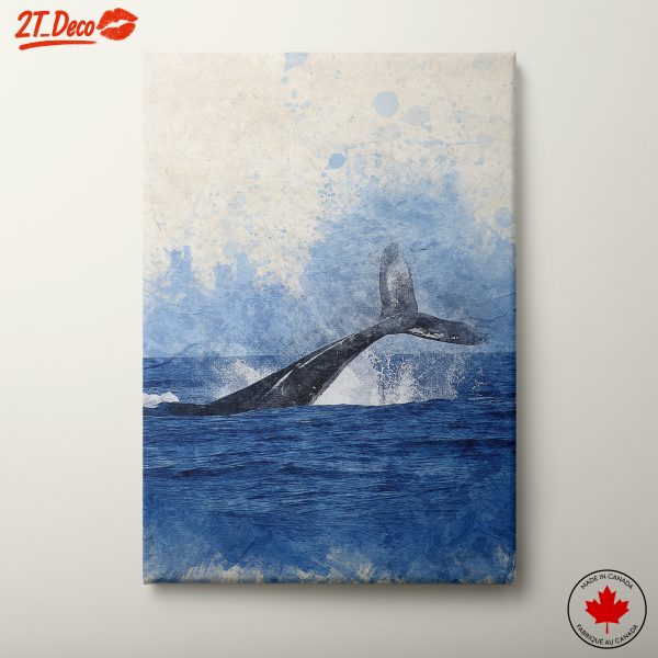 Whale Splashing in Artistic Blue