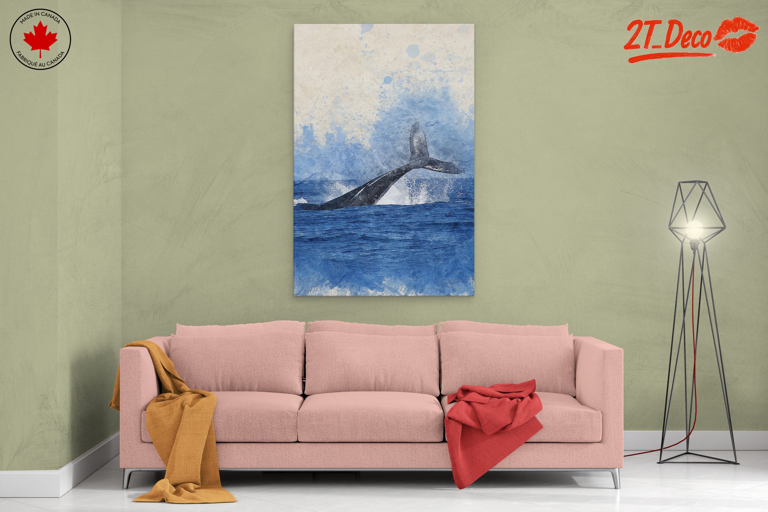 Whale Splashing in Artistic Blue - Image 2