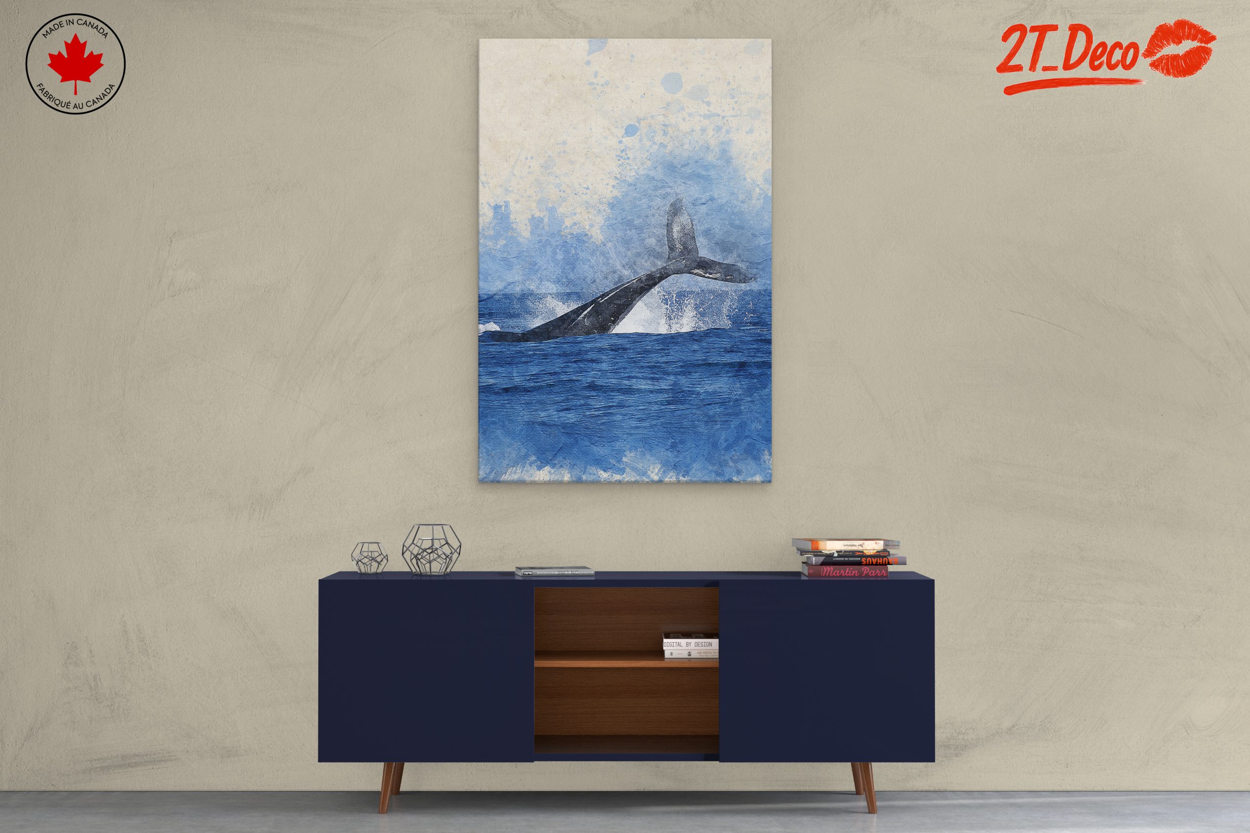 Whale Splashing in Artistic Blue - Image 3