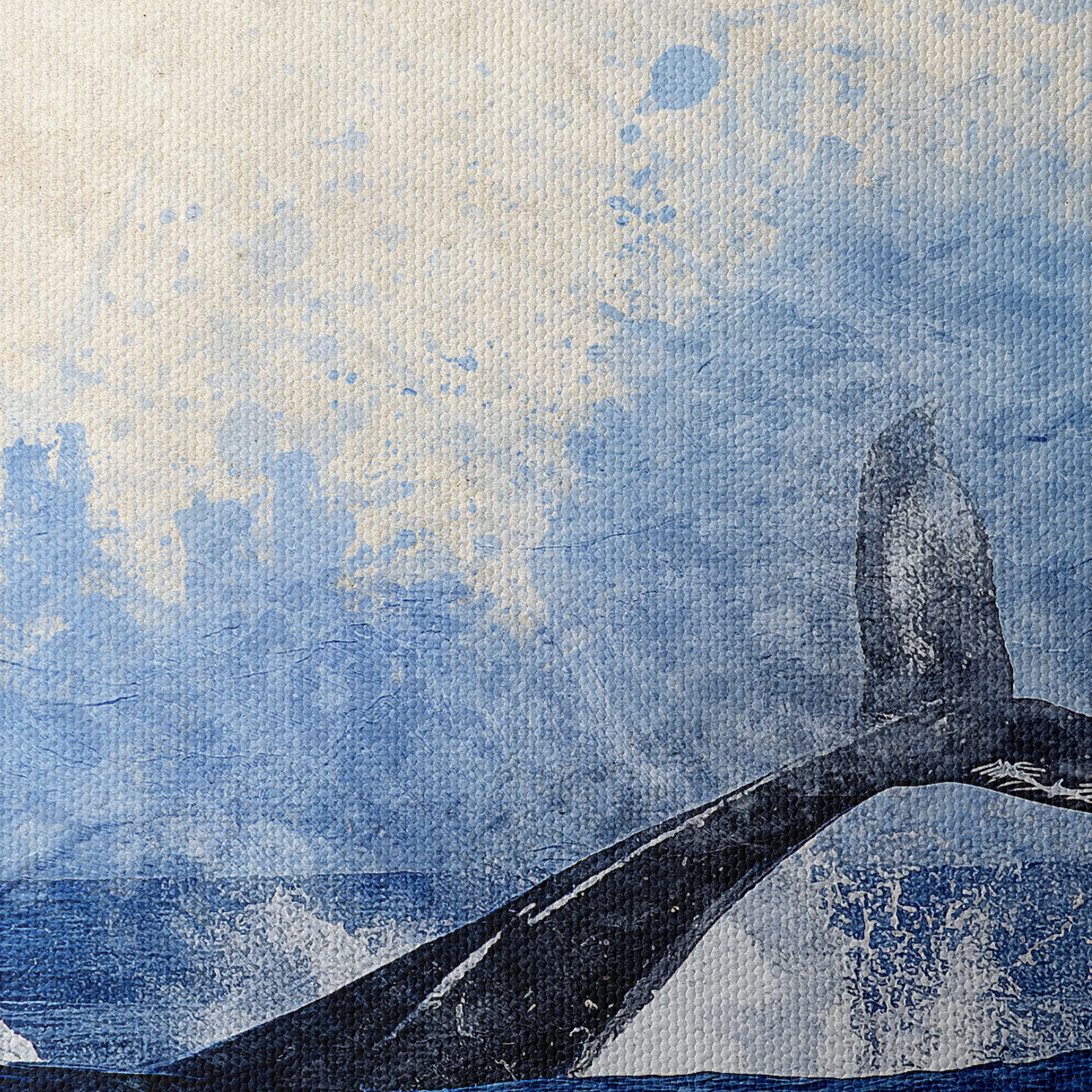 Whale Splashing in Artistic Blue - Image 4