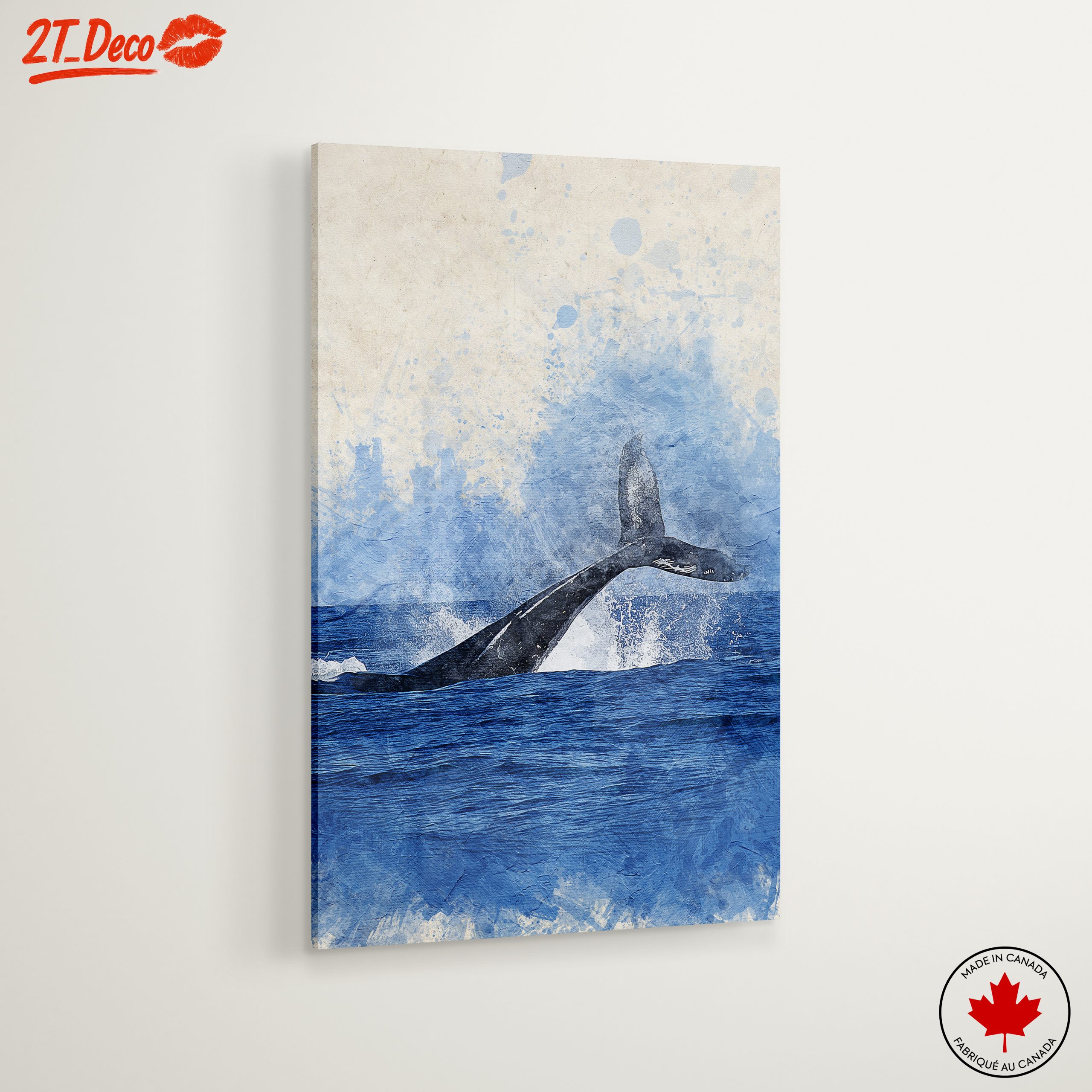 Whale Splashing in Artistic Blue - Image 6