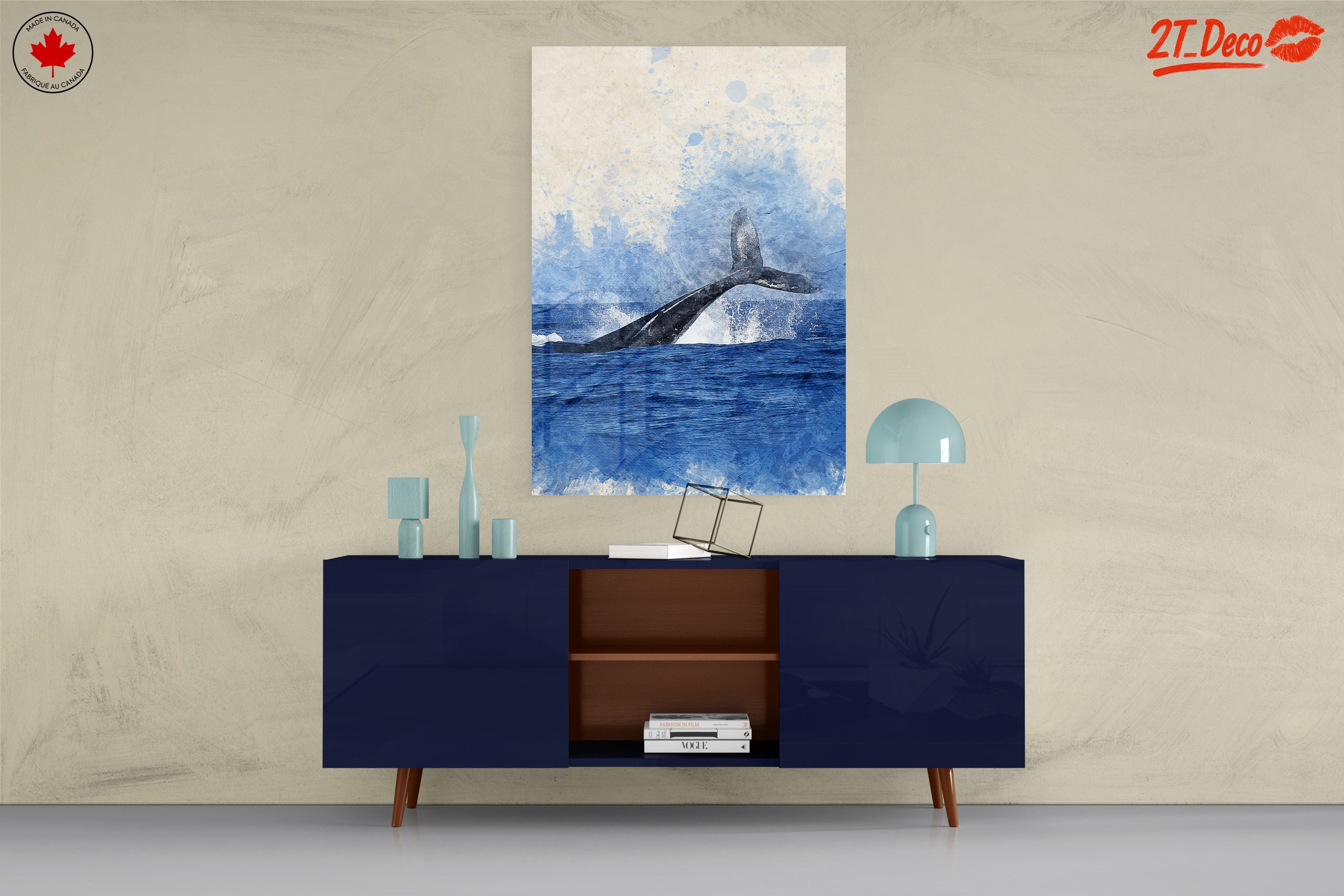 Whale Splashing in Artistic Blue - Image 8