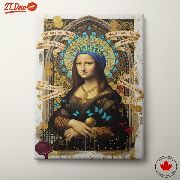 Contemporary Interpretation of Mona Lisa with Gold Elements