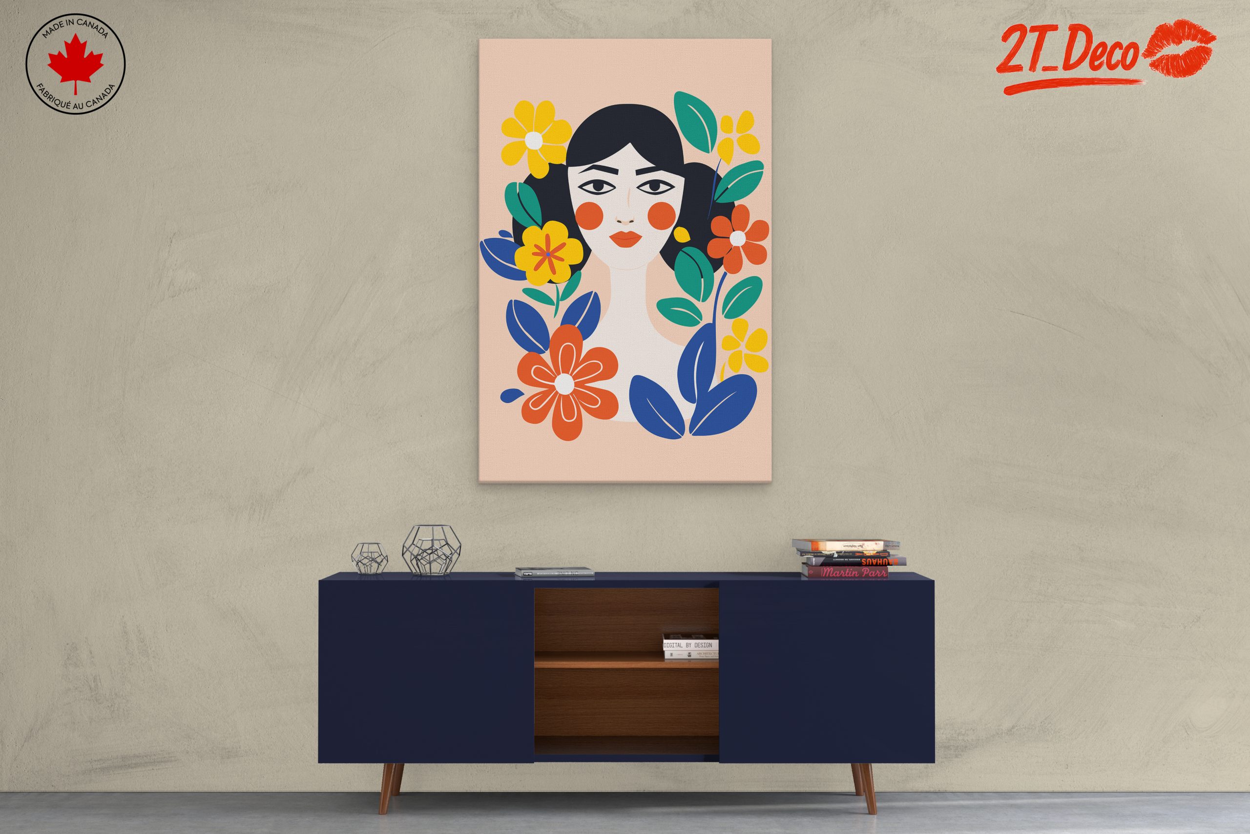 Stylized Woman Portrait with Colorful Flowers - Image 3