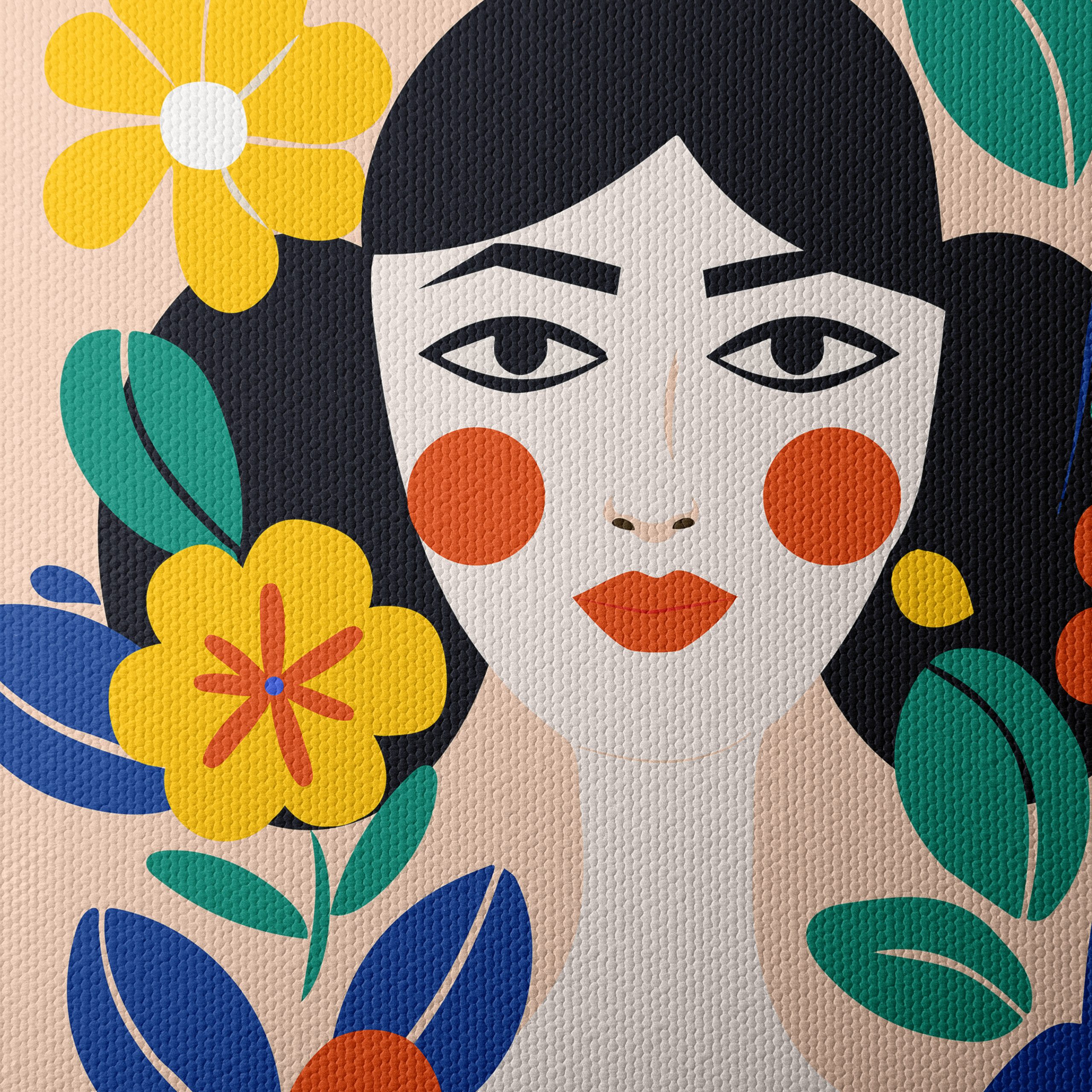 Stylized Woman Portrait with Colorful Flowers - Image 4