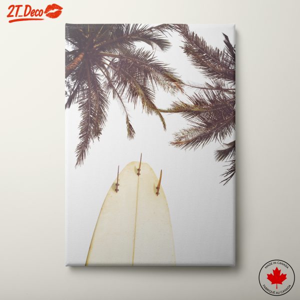Surfboard Under Palm Trees