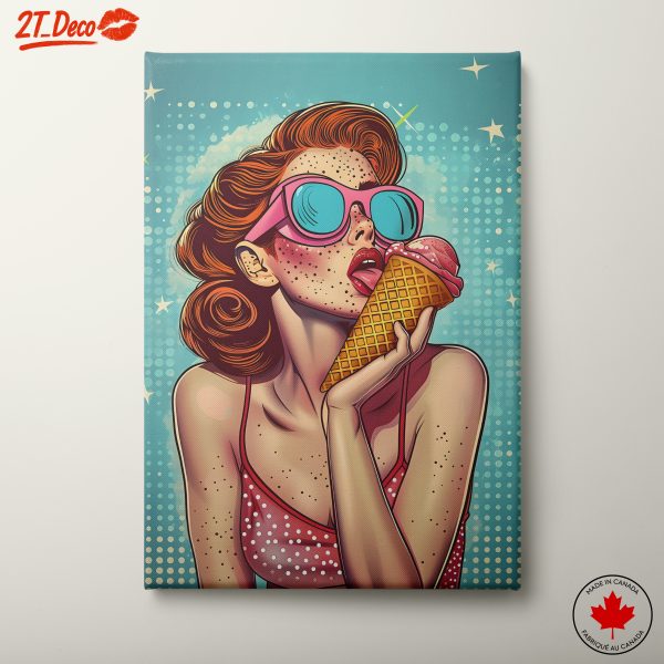 Retro Pop Art Girl with Ice Cream