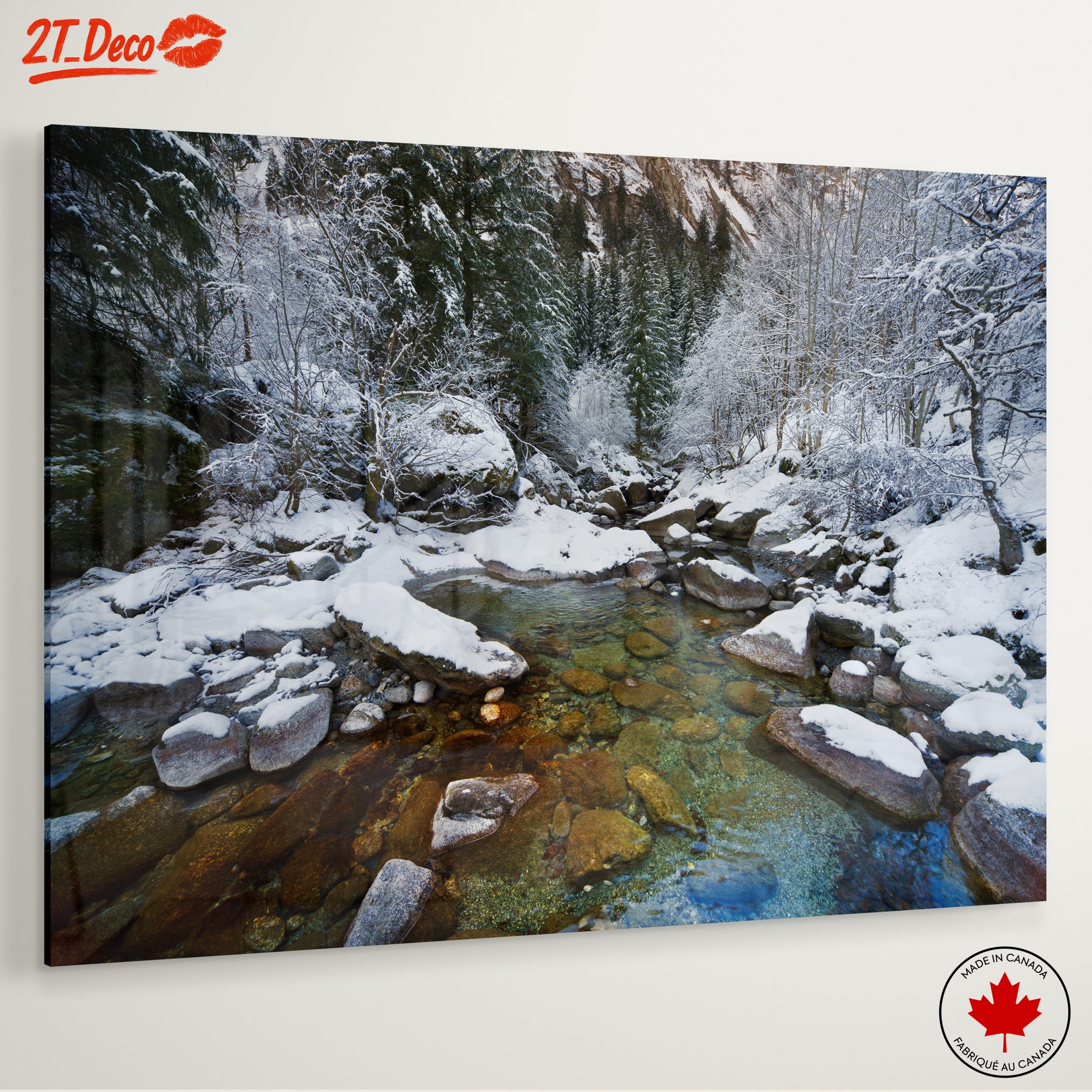 Serene Winter Landscape with Snowy River - Image 6