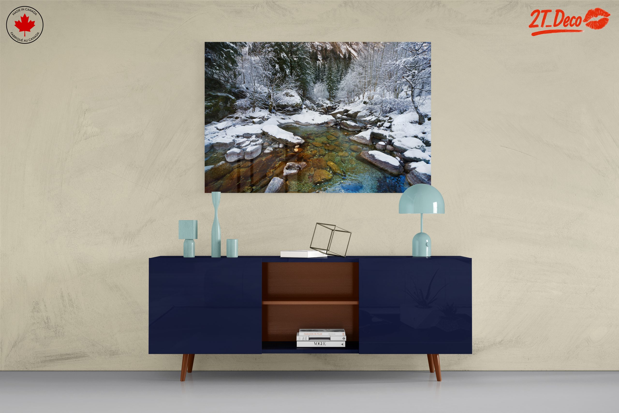 Serene Winter Landscape with Snowy River - Image 8