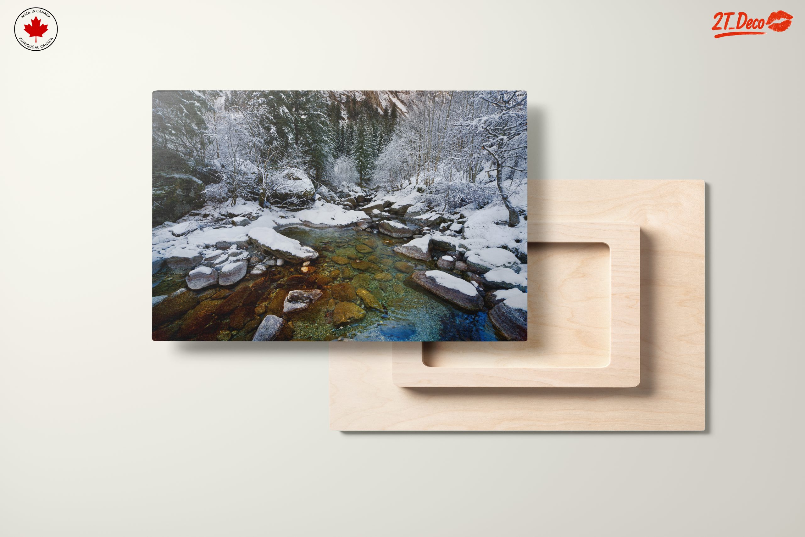 Serene Winter Landscape with Snowy River - Image 11