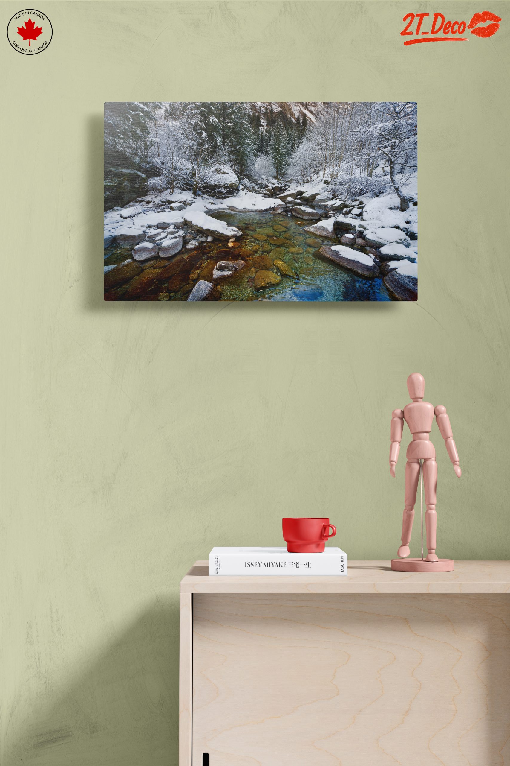 Serene Winter Landscape with Snowy River - Image 14