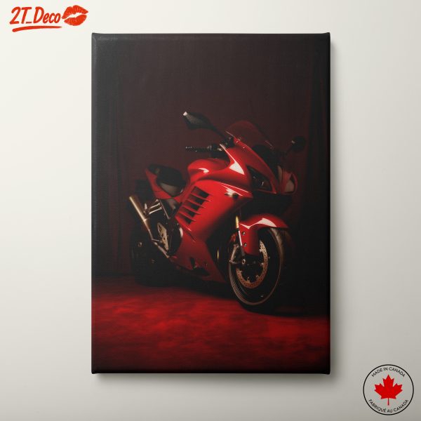 Sleek Red Motorcycle on Dark Background