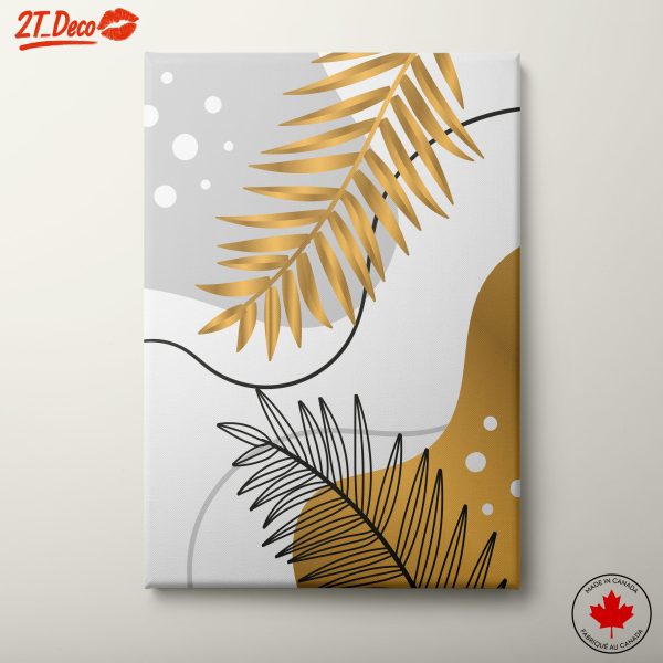 Gold and Black Modern Botanical Wall Art