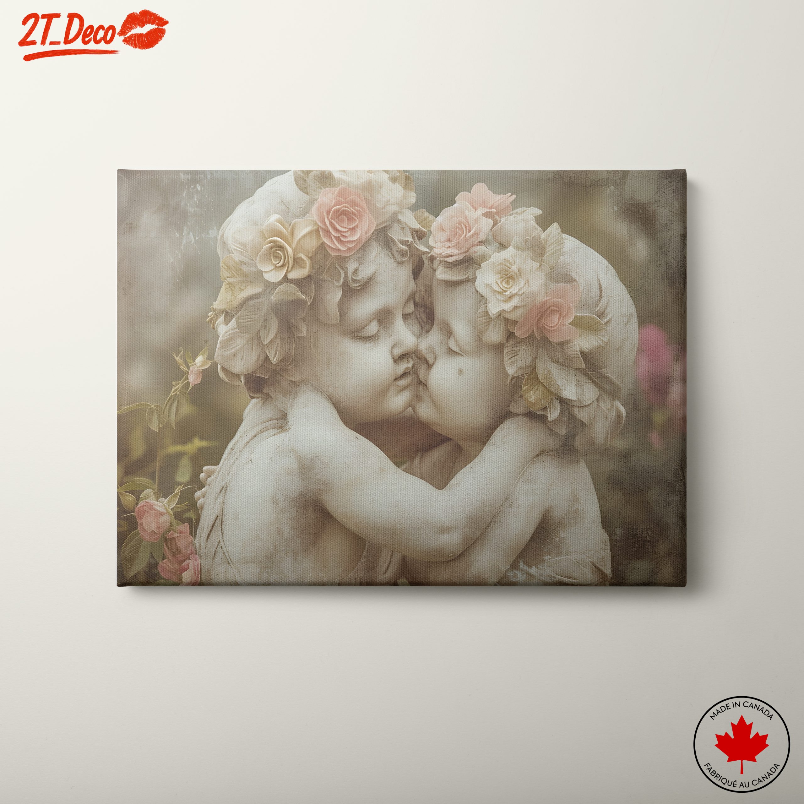 Cherubic Statue with Floral Accents