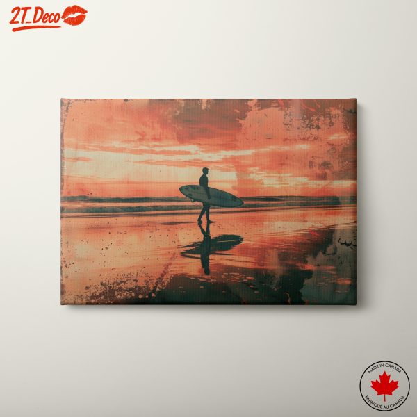 Surfer at Sunset on the Beach
