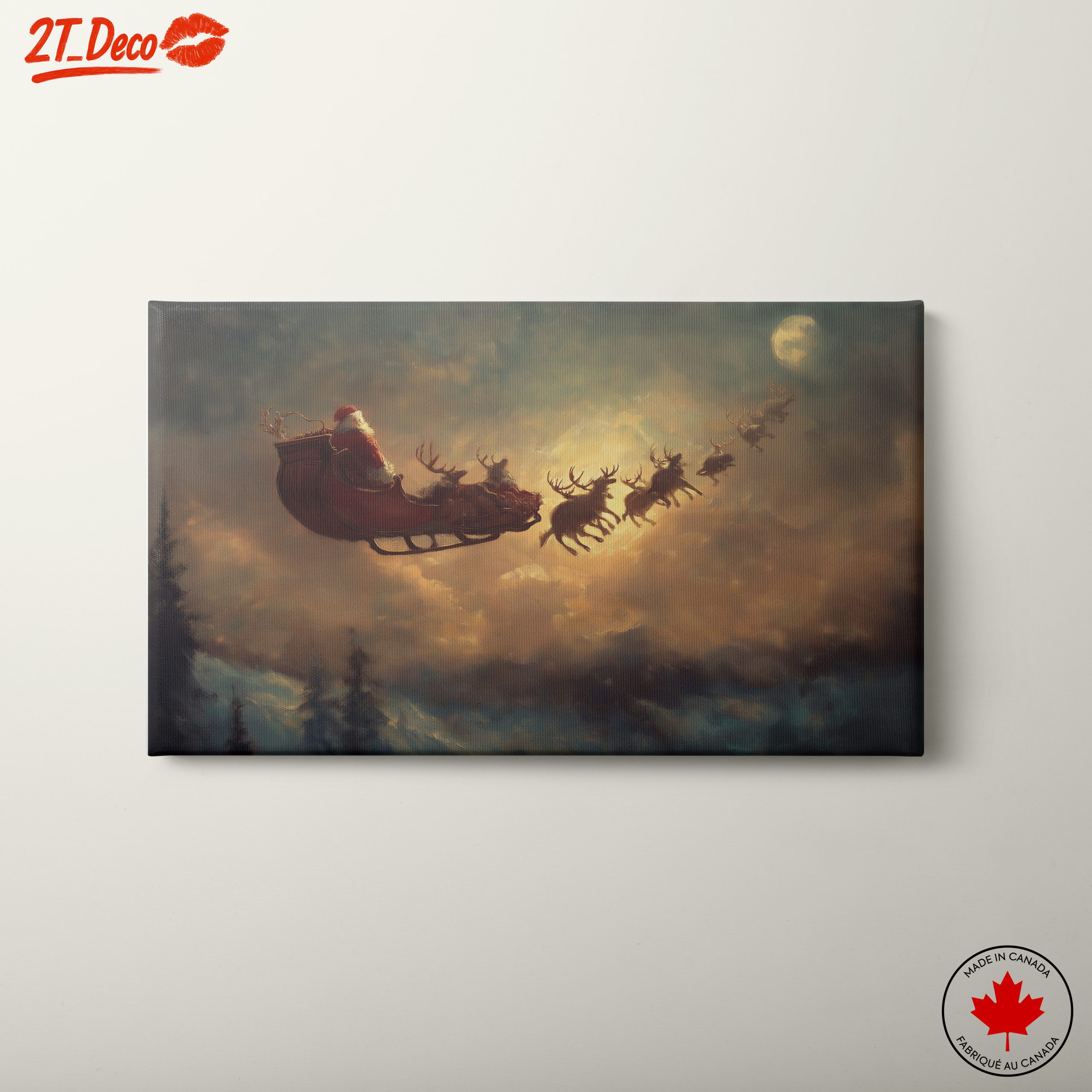 Santa Claus Flying with Reindeer