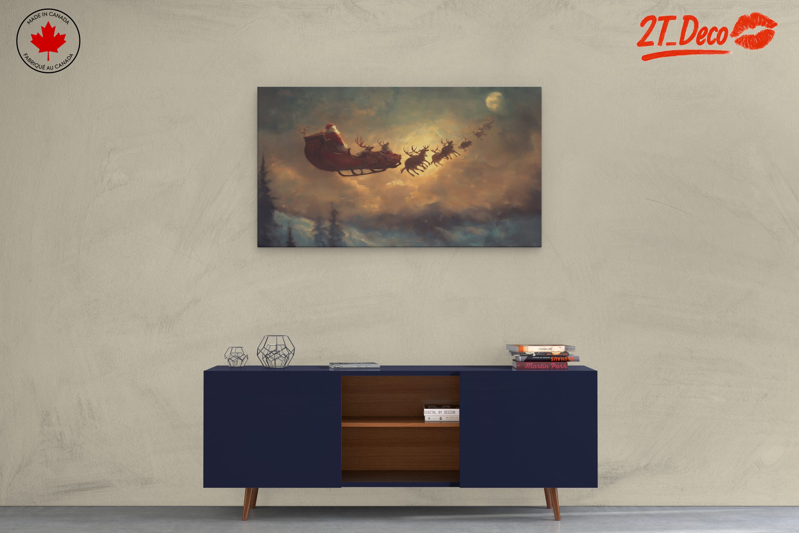 Santa Claus Flying with Reindeer - Image 3