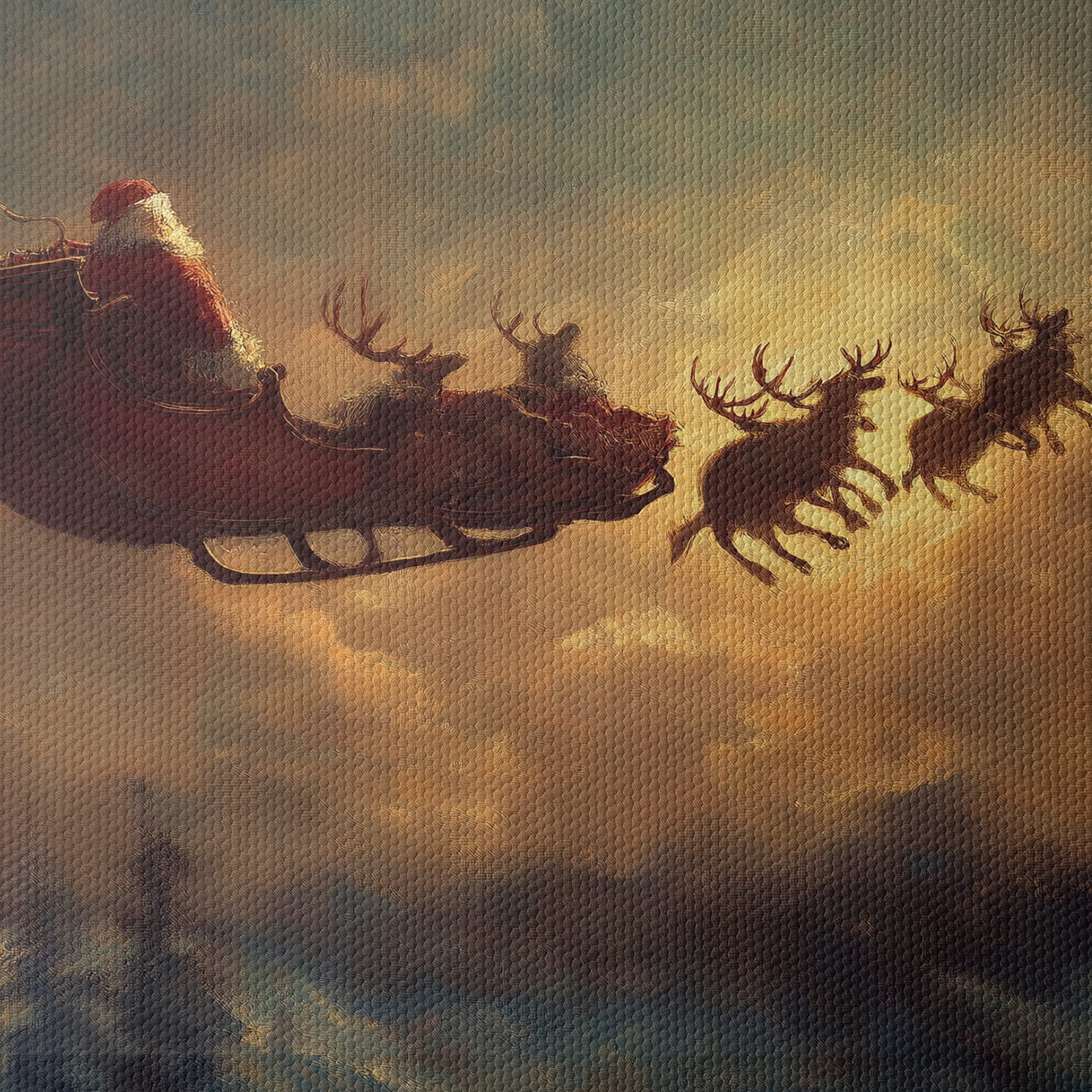 Santa Claus Flying with Reindeer - Image 4
