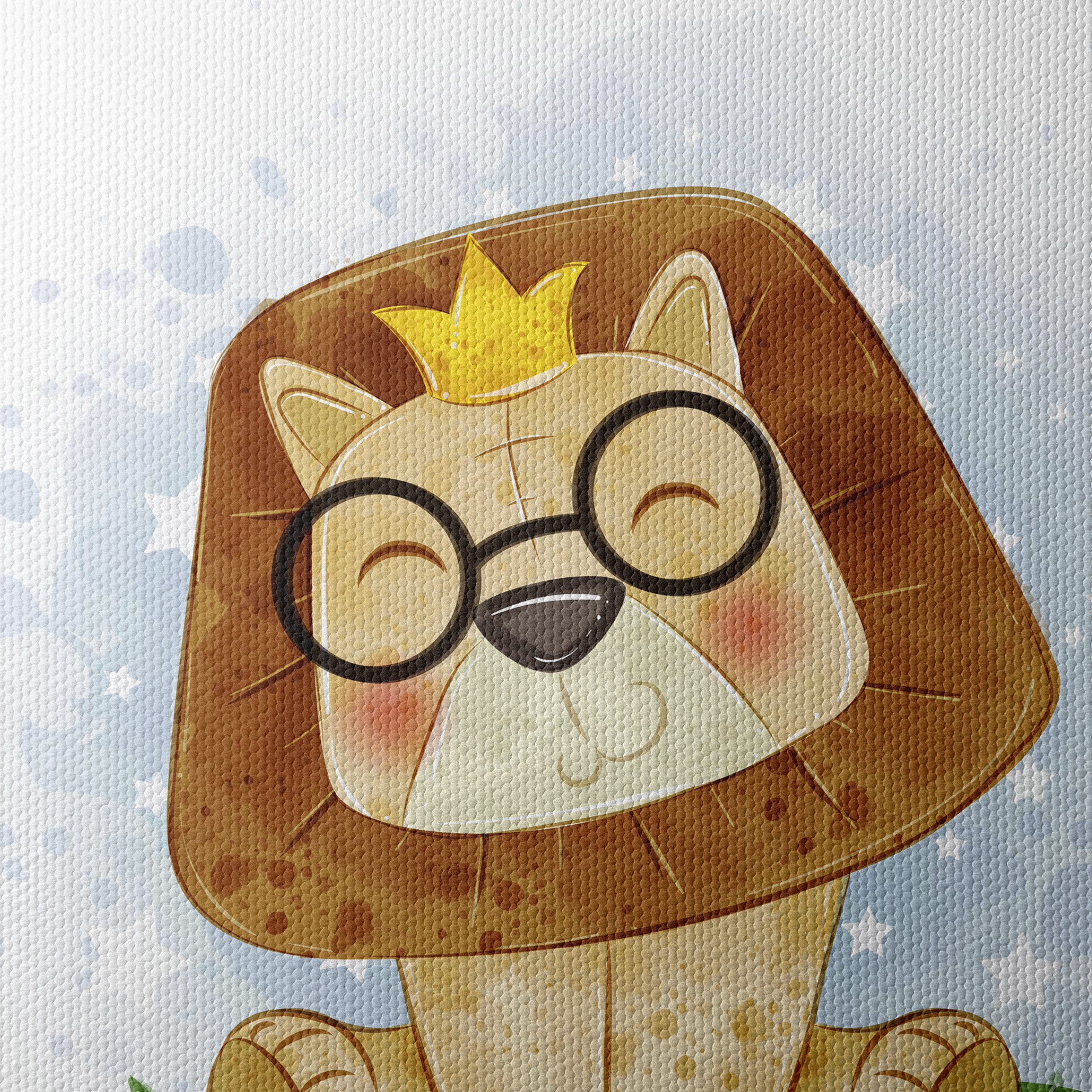 Cute Cartoon Lion with Glasses - Image 4