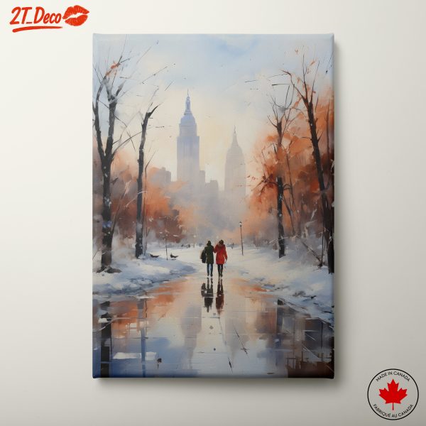 Winter Cityscape Featuring Iconic Skyline