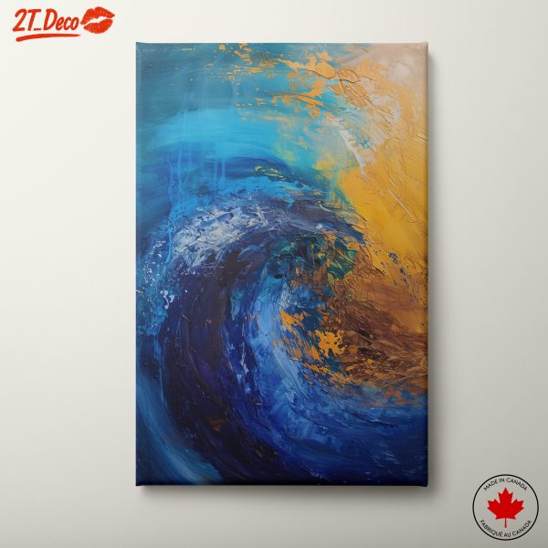 Dynamic Abstract Waves in Blue and Gold