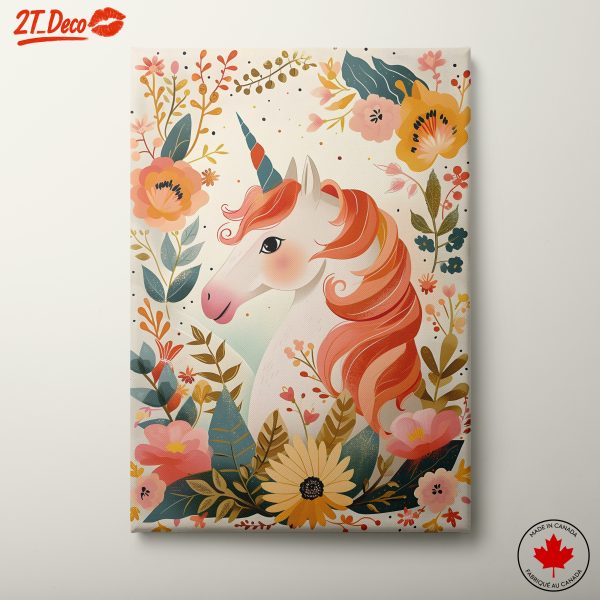 Whimsical Unicorn Surrounded by Flowers