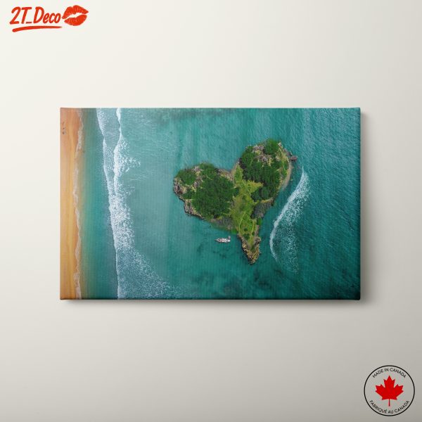 Heart-Shaped Island Surrounded by Ocean